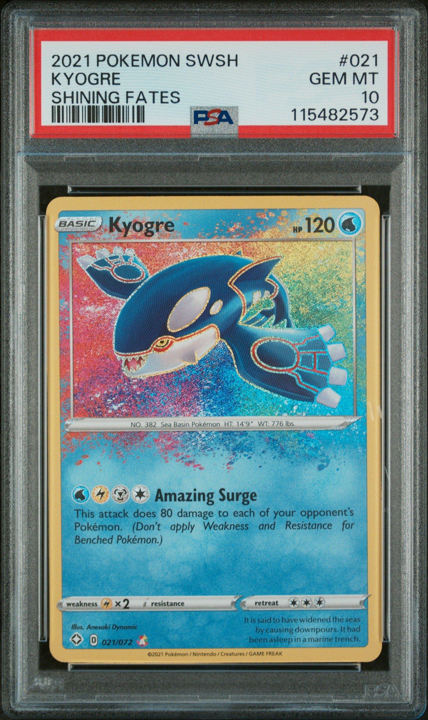 2021 Pokemon Sword & Shield Shining Fates 021 Kyogre PSA 10 Graded