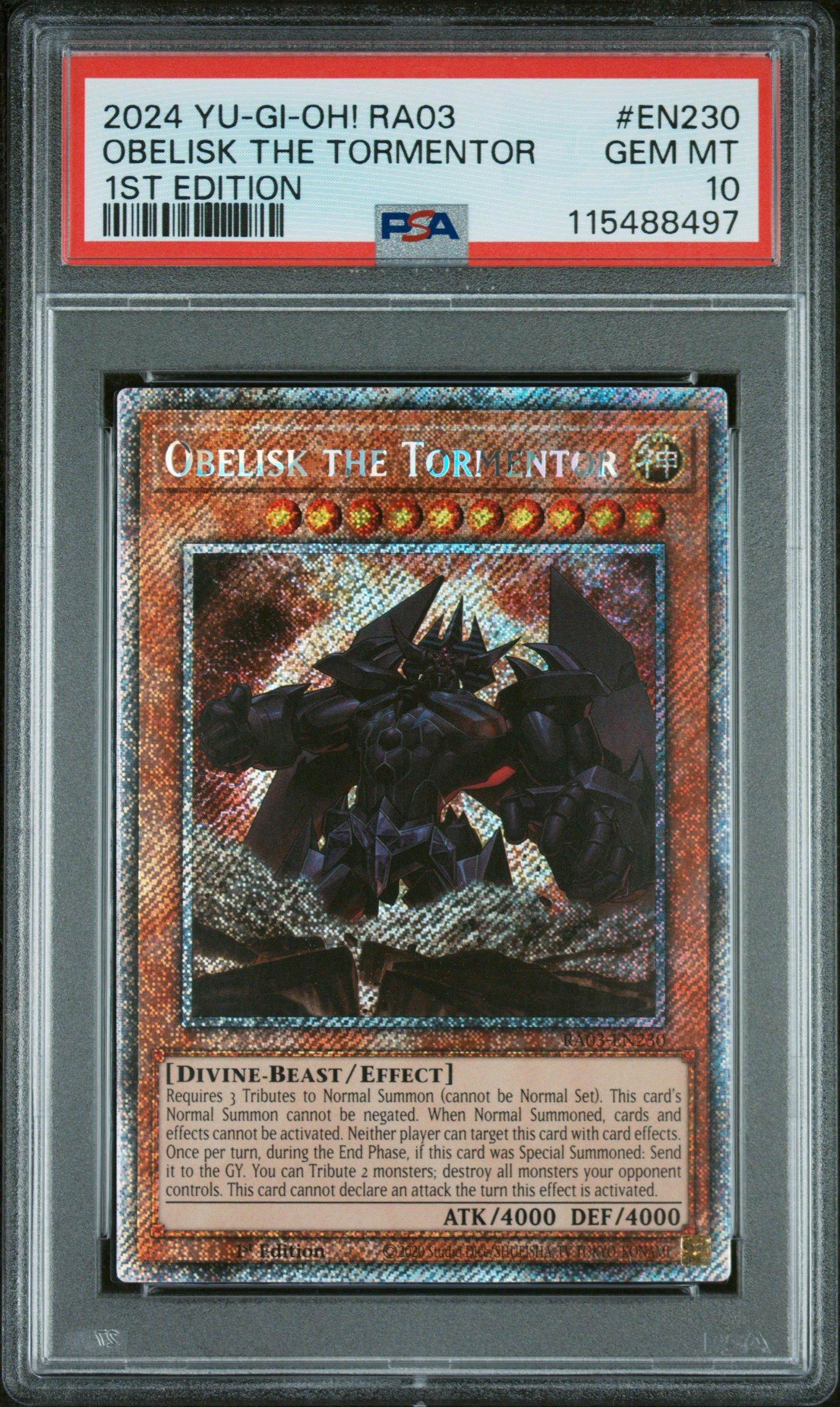 2024 Yu-gi-oh! Ra03-quarter Century Bonanza En230 Obelisk The Tormentor 1st Edition PSA 10