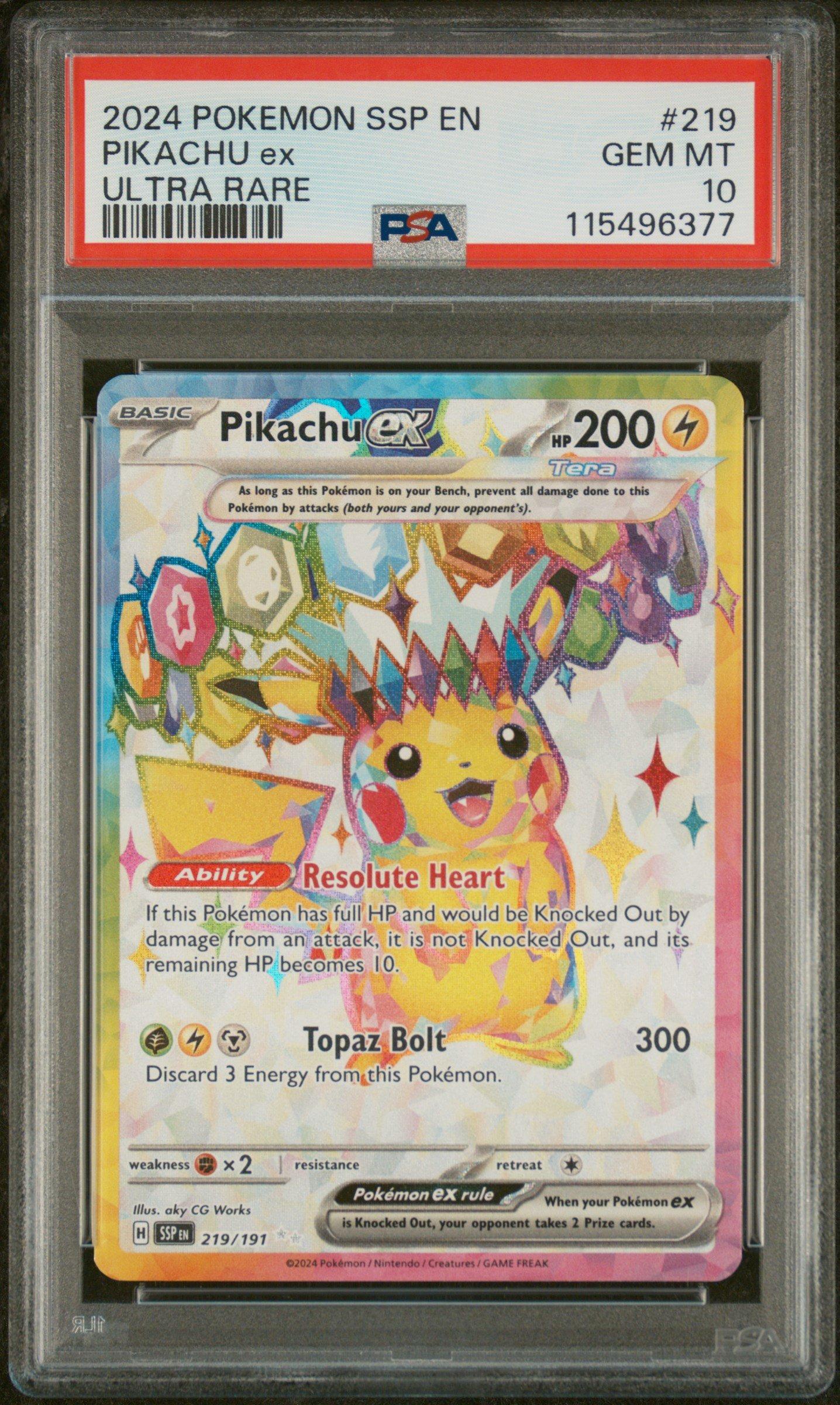 2024 Pokemon Ssp En-surging Sparks 219 Pikachu Ex Ultra Rare PSA