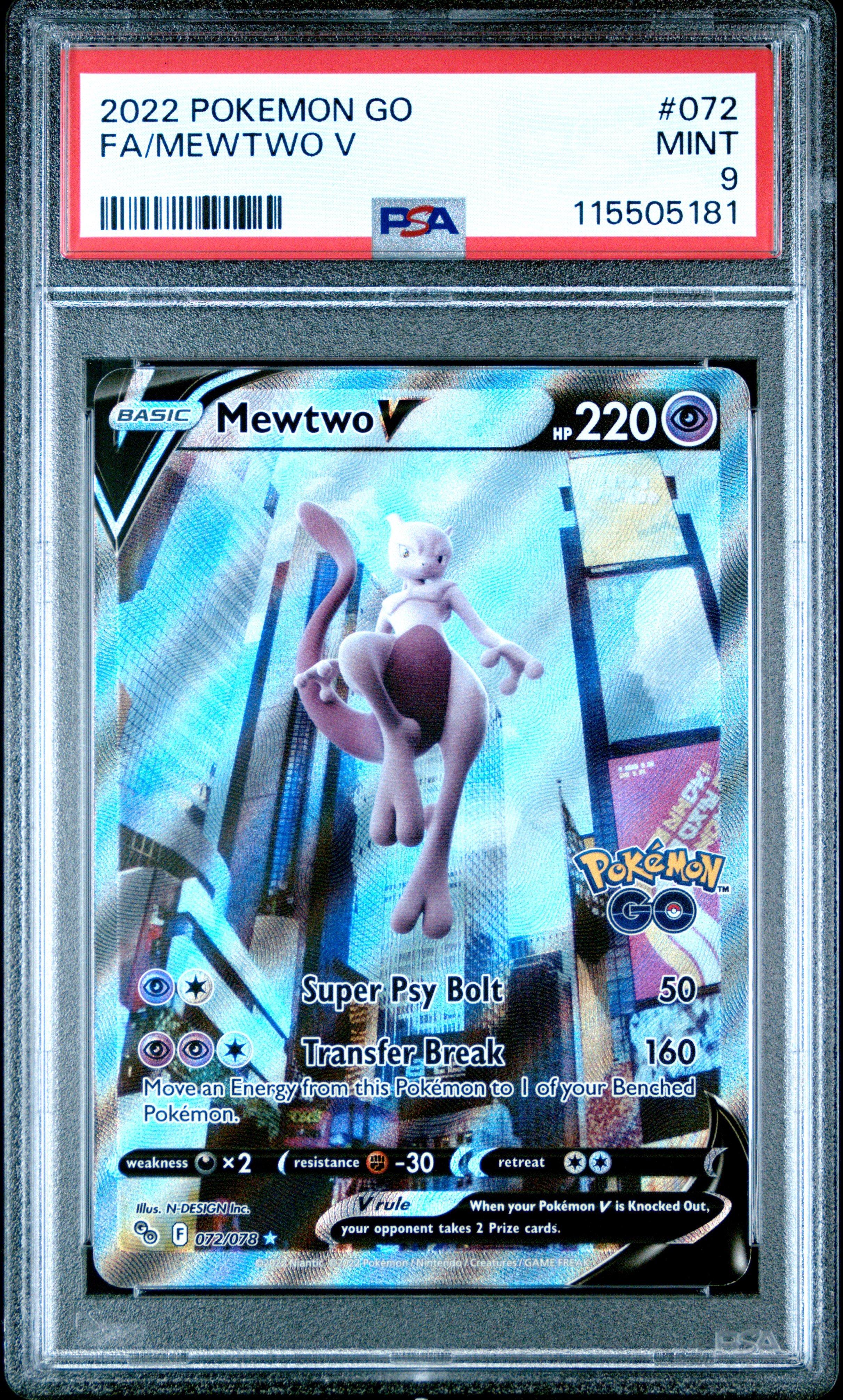 2022 Pokemon Go 072 Full Art/mewtwo V PSA 9 Graded Card | GameStop