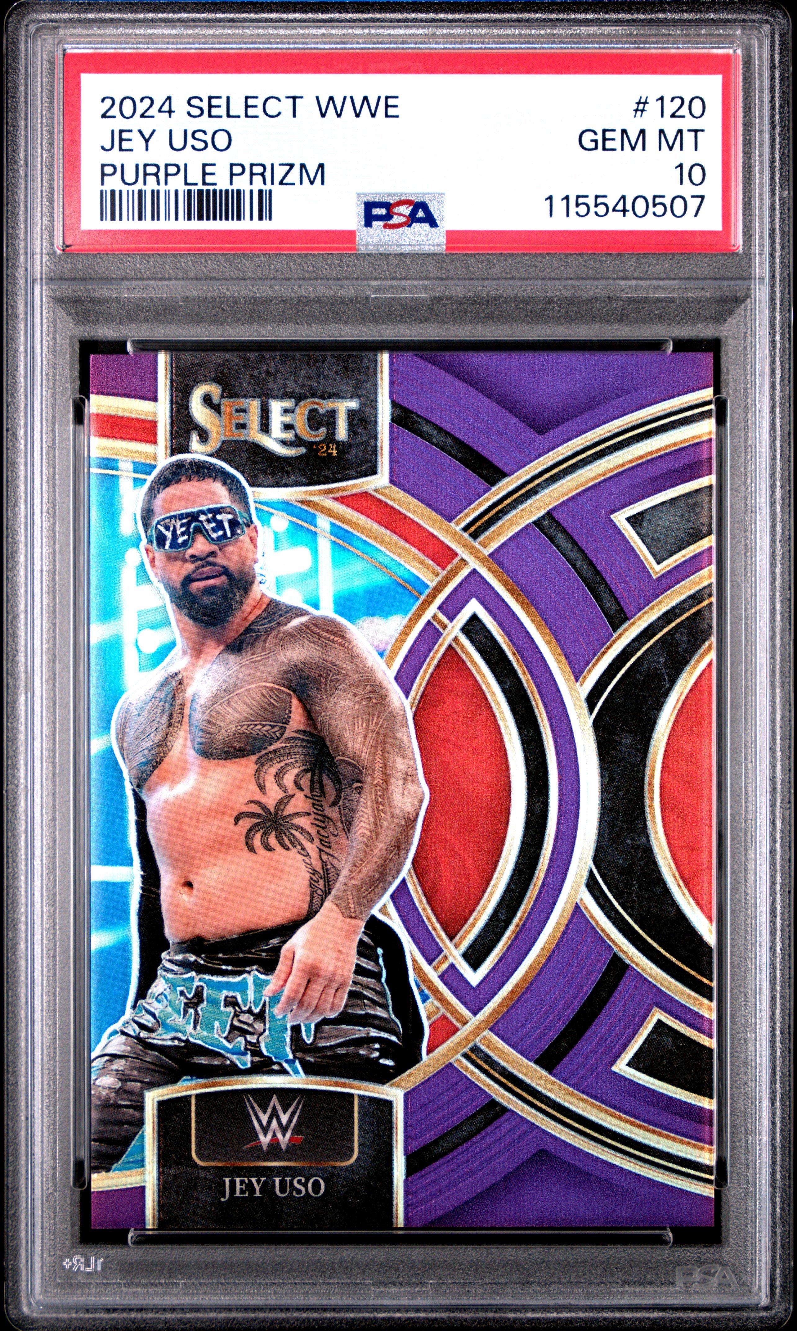 2024 Panini Select Wwe 120 Jey Uso Purple Prizm PSA 10 Graded Card