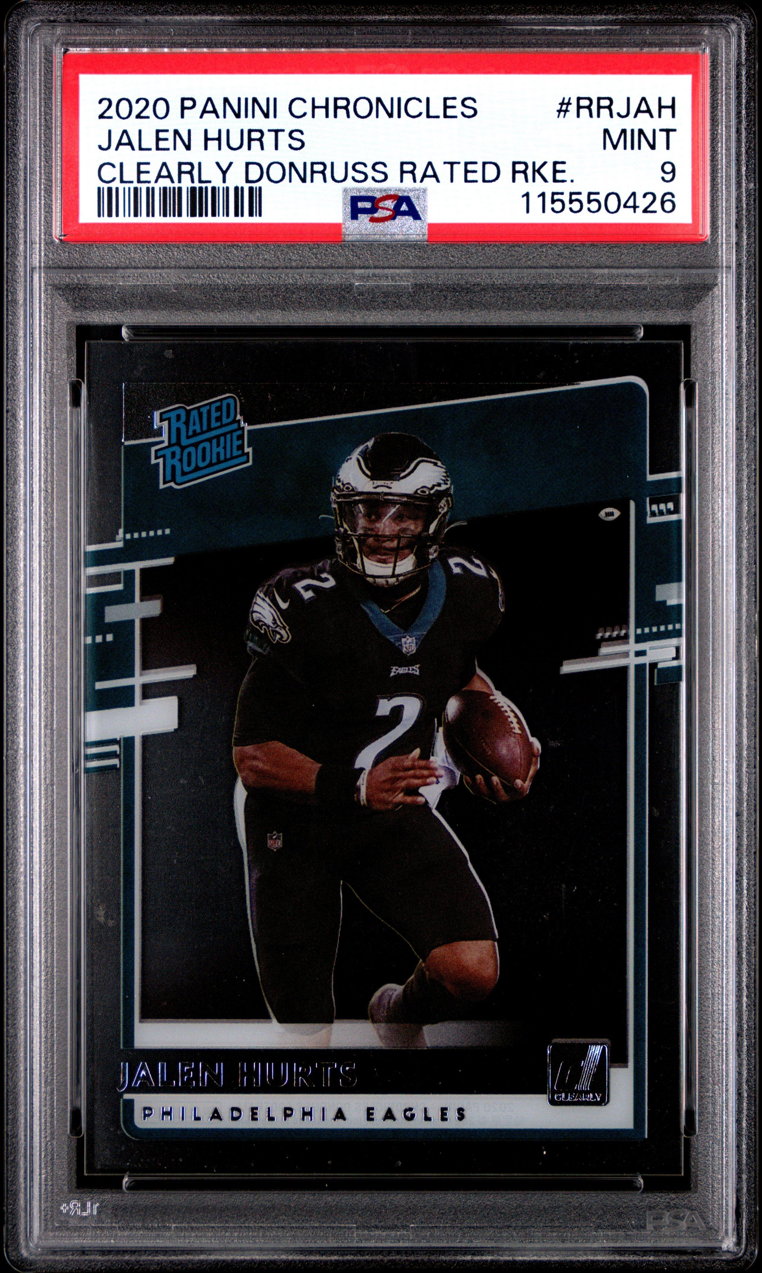 2020 Panini Chronicles Clearly Donruss Rated Rookies Rrjah Jalen Hurts PSA 9