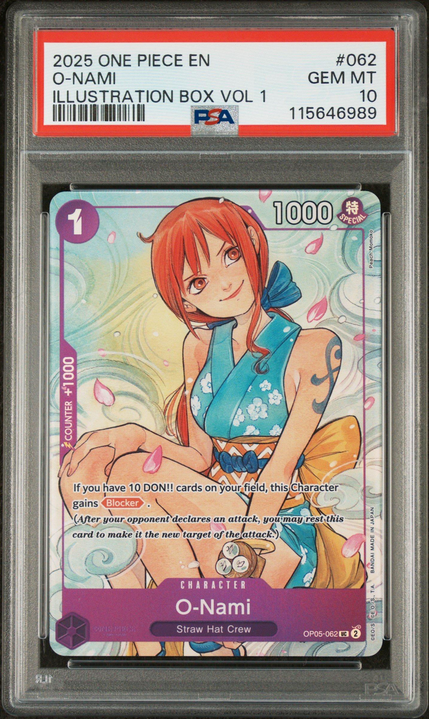 2025 One Piece Promos 062 O-nami Illustration Box Vol 1 PSA 10