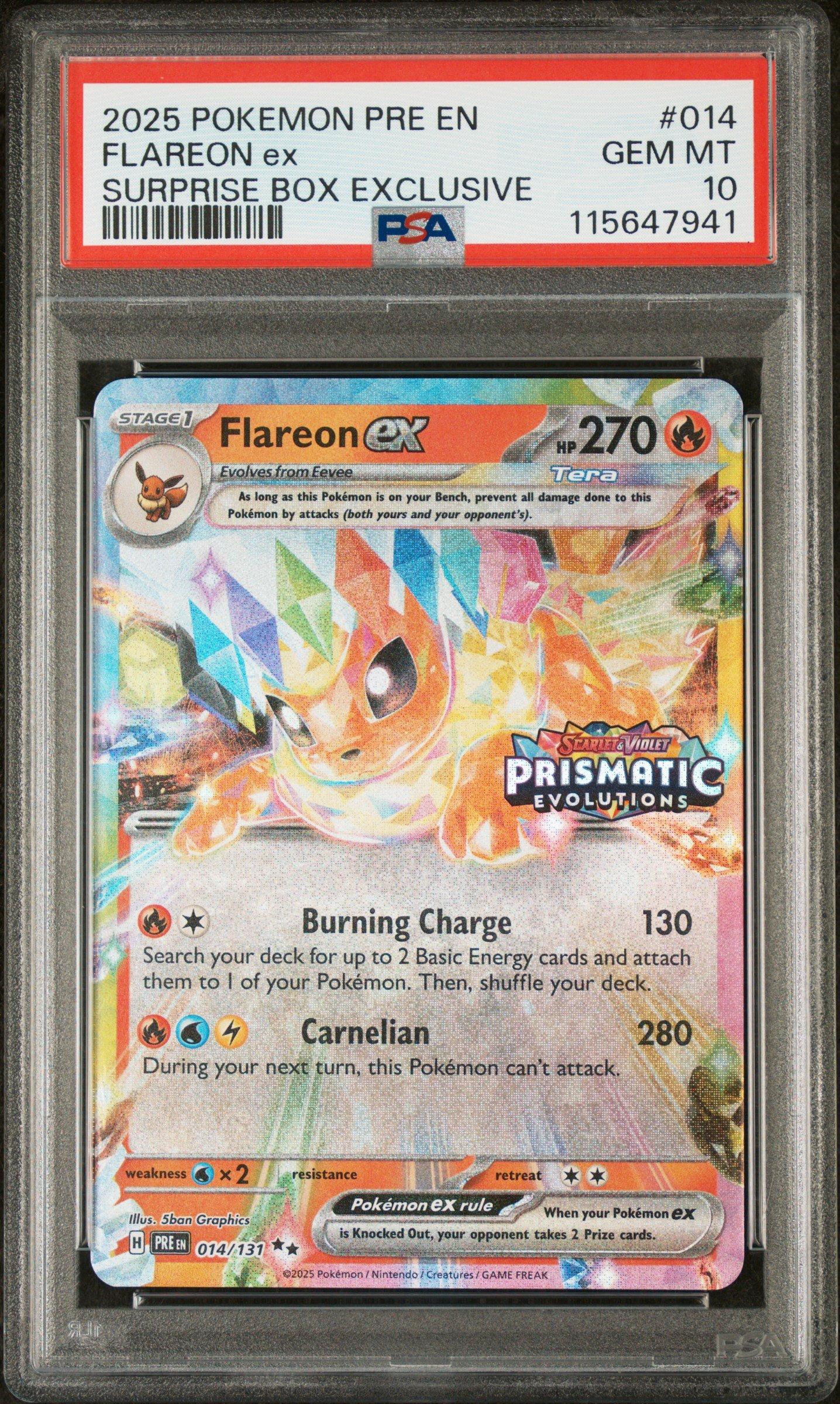 2025 Pokemon Pre En-prismatic Evolutions 014 Flareon Ex Surprise