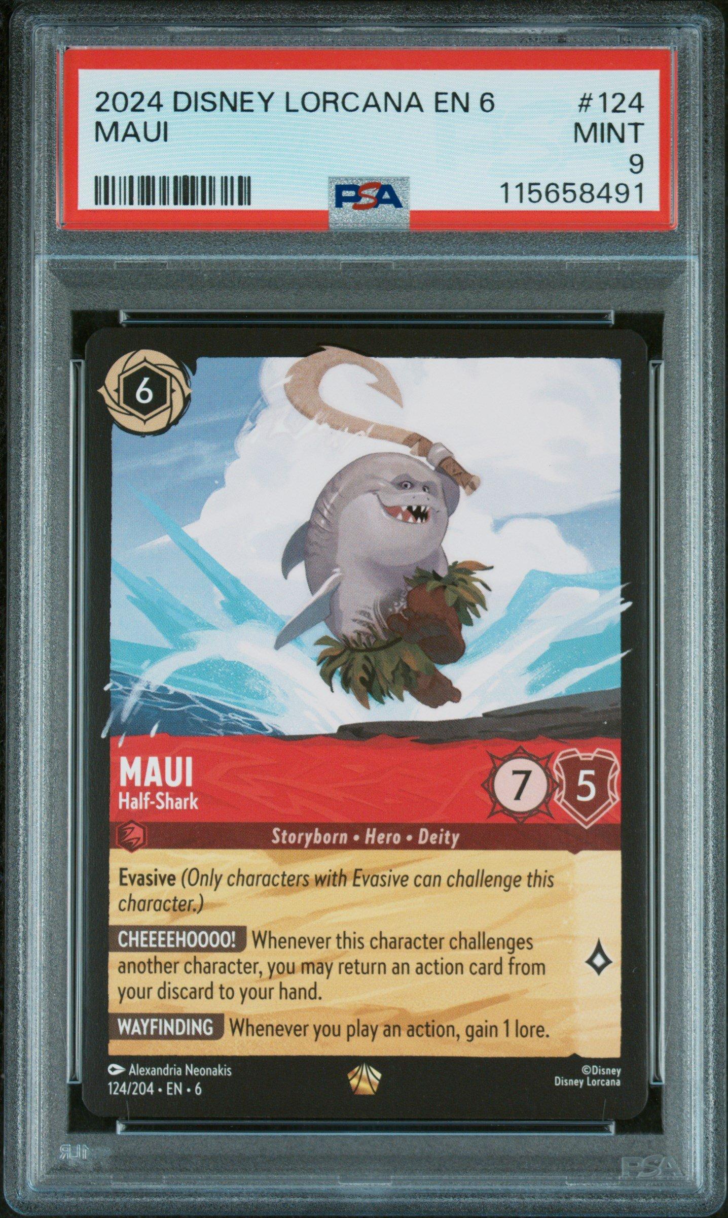 2024 Disney Lorcana En 6-azurite Sea 124 Maui - Half-shark PSA 9