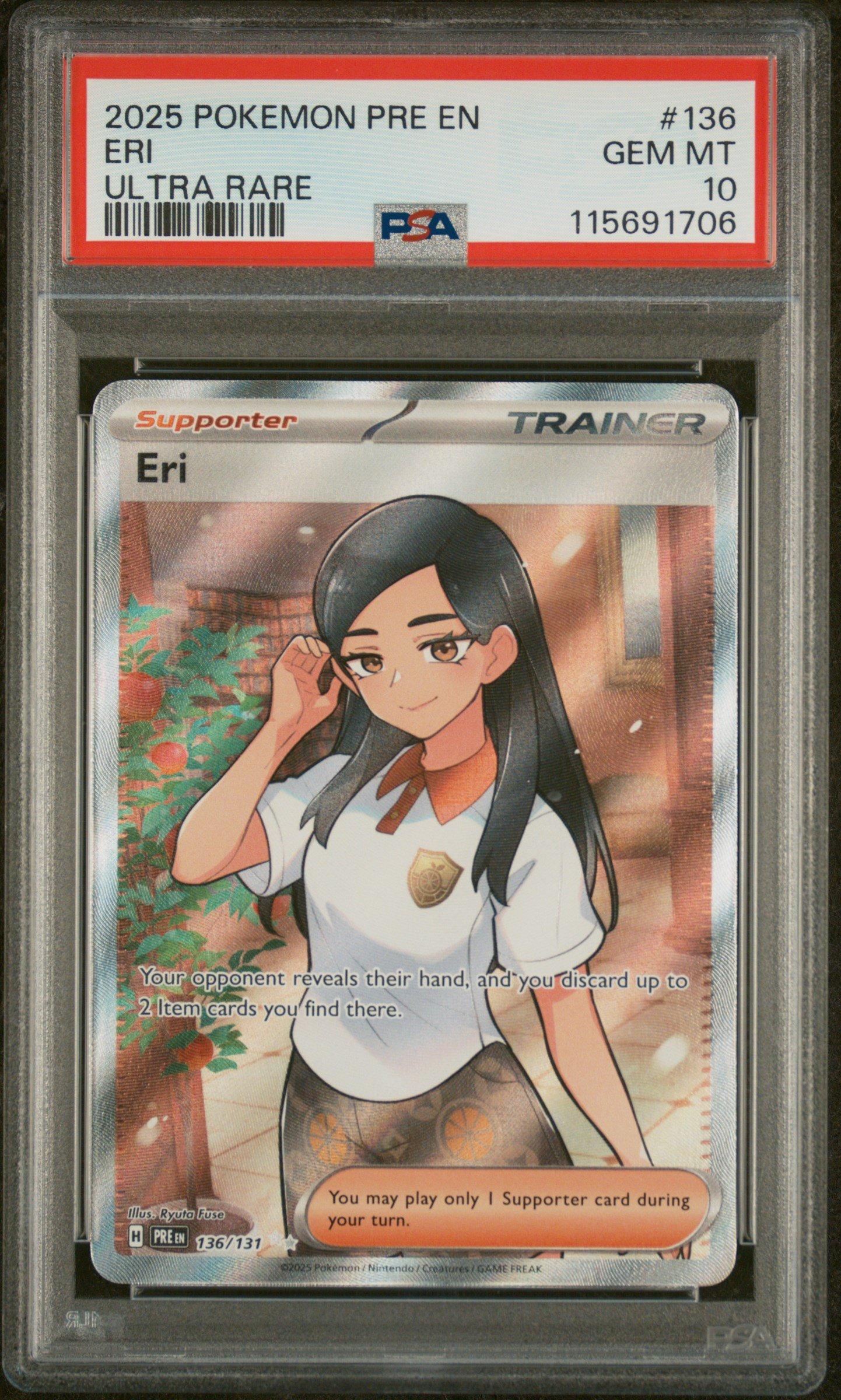 2025 Pokemon Pre En-prismatic Evolutions 136 Eri Ultra Rare PSA 10