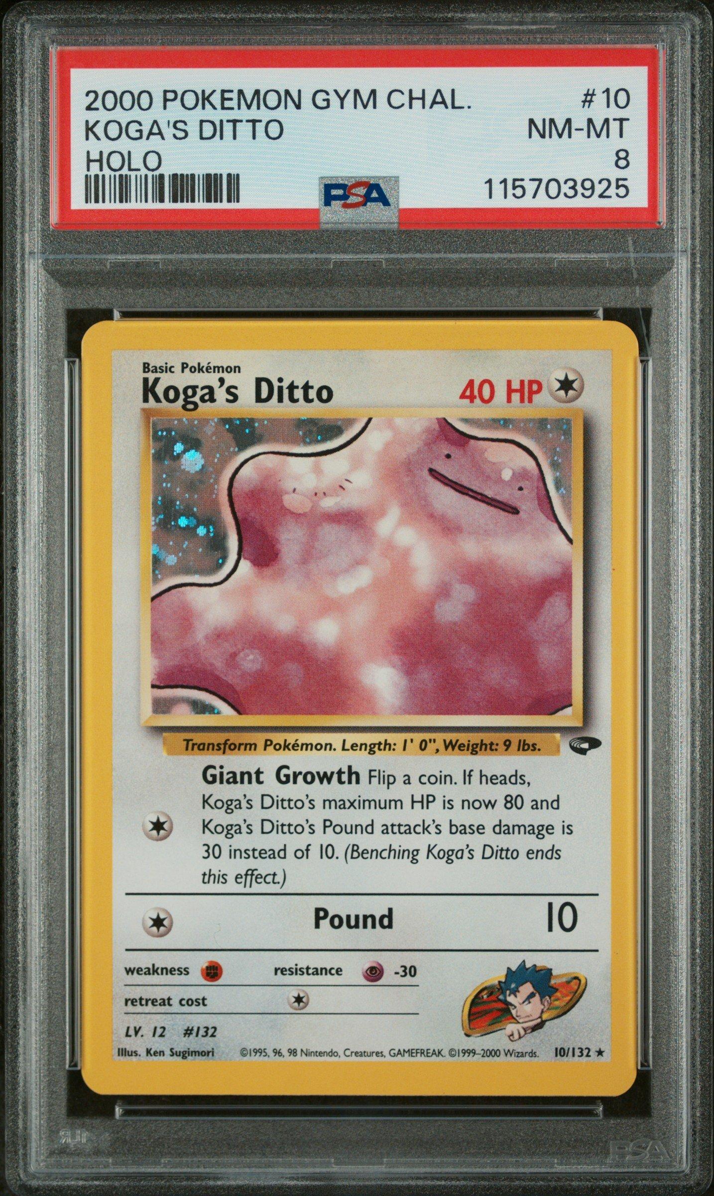 2000 Pokemon Gym Challenge 10 Koga's Ditto Holo PSA 8 Graded Card