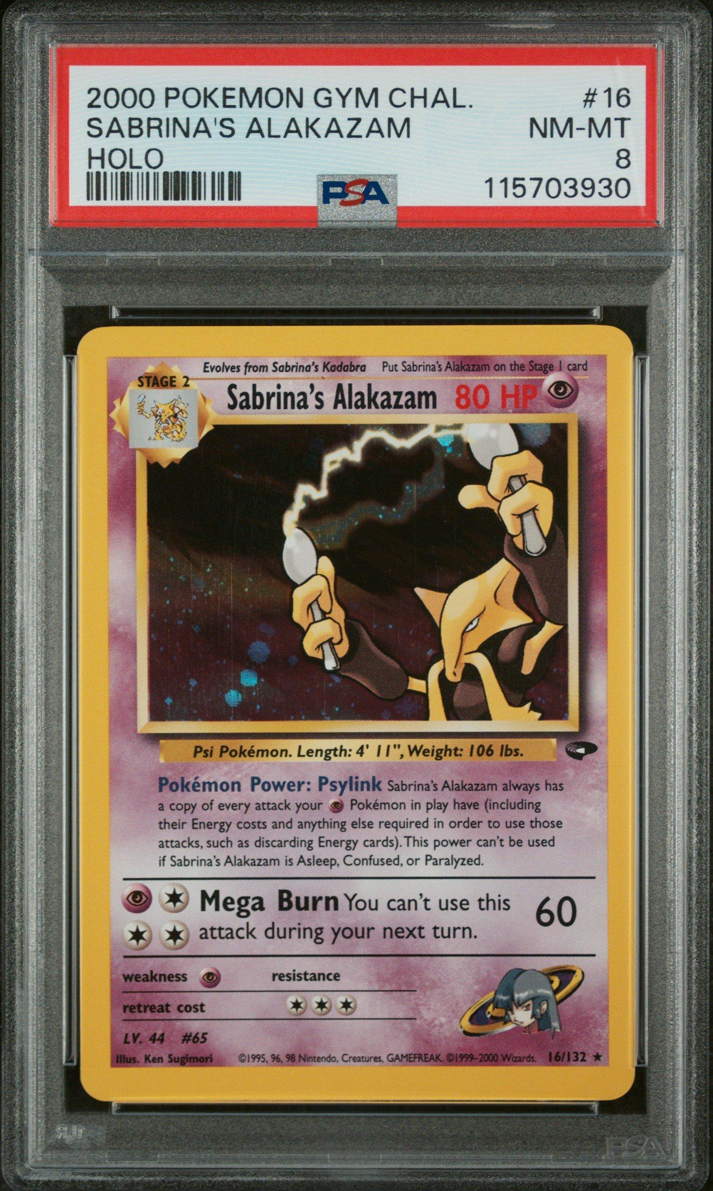 2000 Pokemon Gym Challenge 16 Sabrina's Alakazam Holo PSA 8 Graded