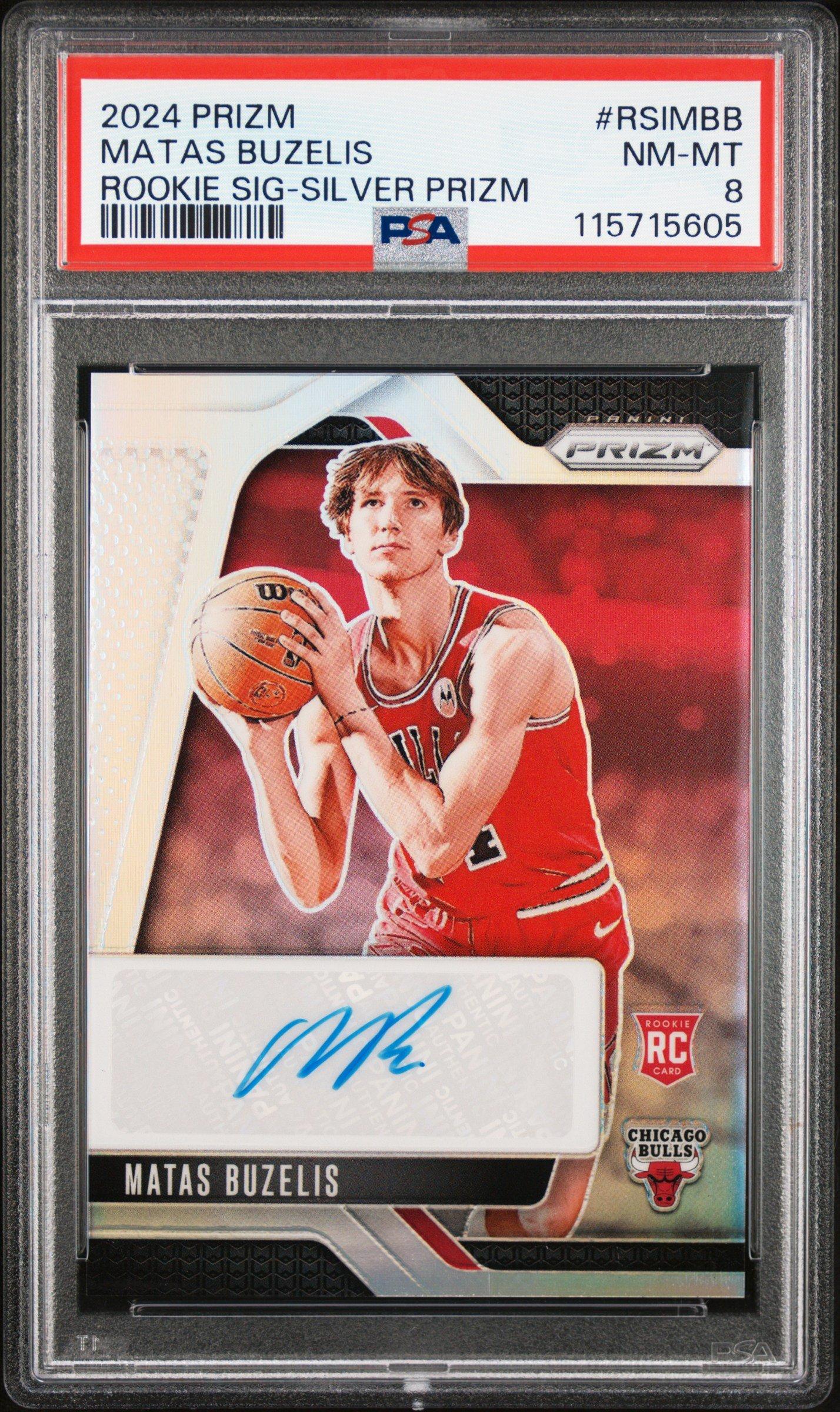 2024 Panini Prizm Rookie Signatures Rsimbb Matas Buzelis Silver Prizm PSA 8