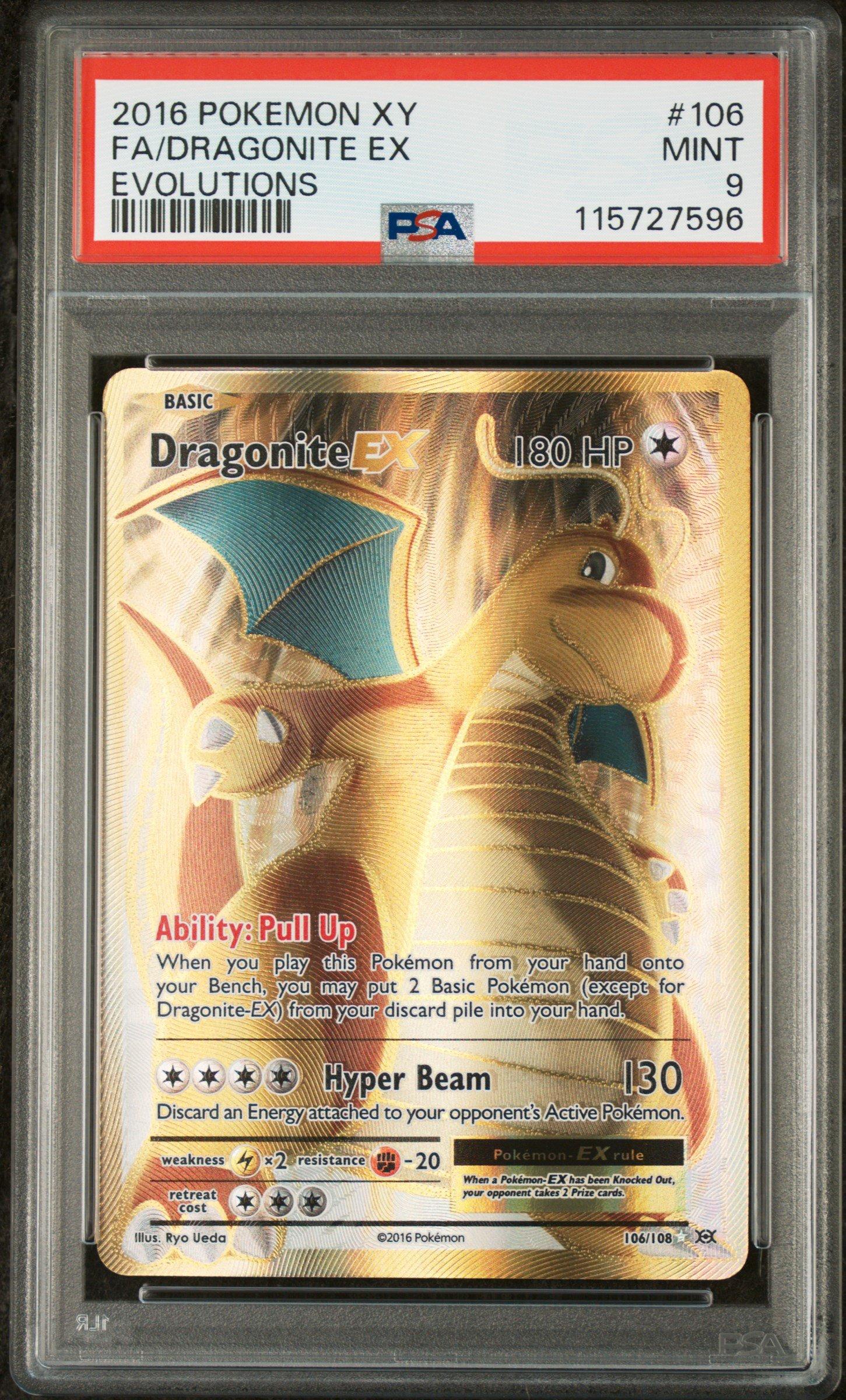 2016 Pokemon Xy Evolutions 106 Full Art/dragonite Ex PSA 9 Graded