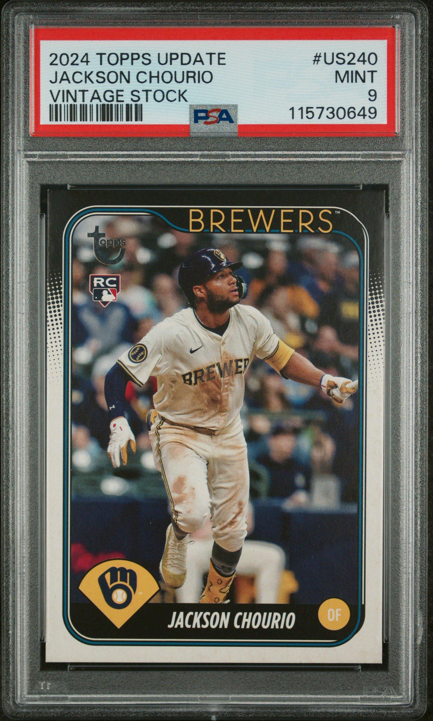 2024 Topps Update Us240 Jackson Chourio Vintage Stock PSA 9
