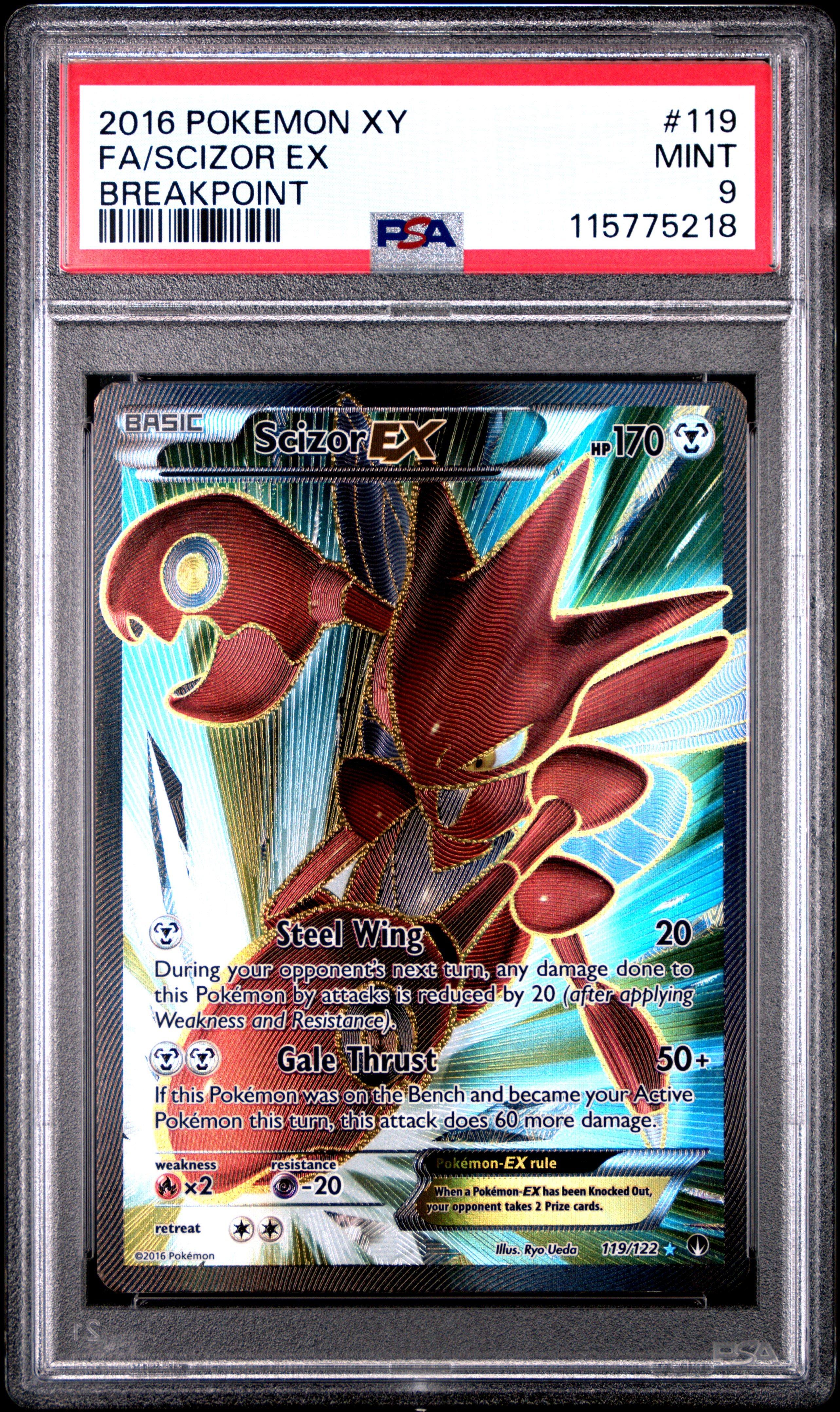2016 Pokemon Xy Breakpoint 119 Full Art/scizor Ex PSA 9 Graded