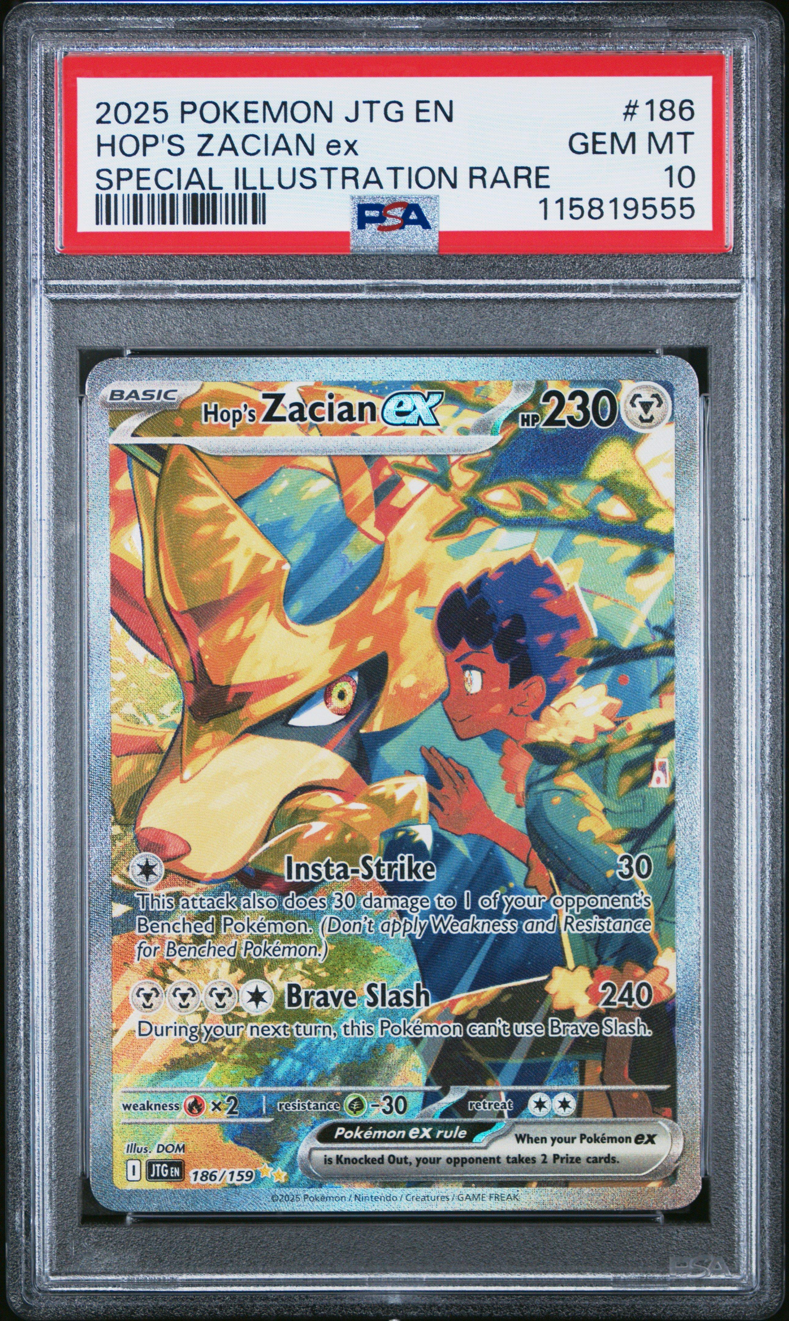 2025 Pokemon Jtg En-journey Together 186 Hop's Zacian Ex Special