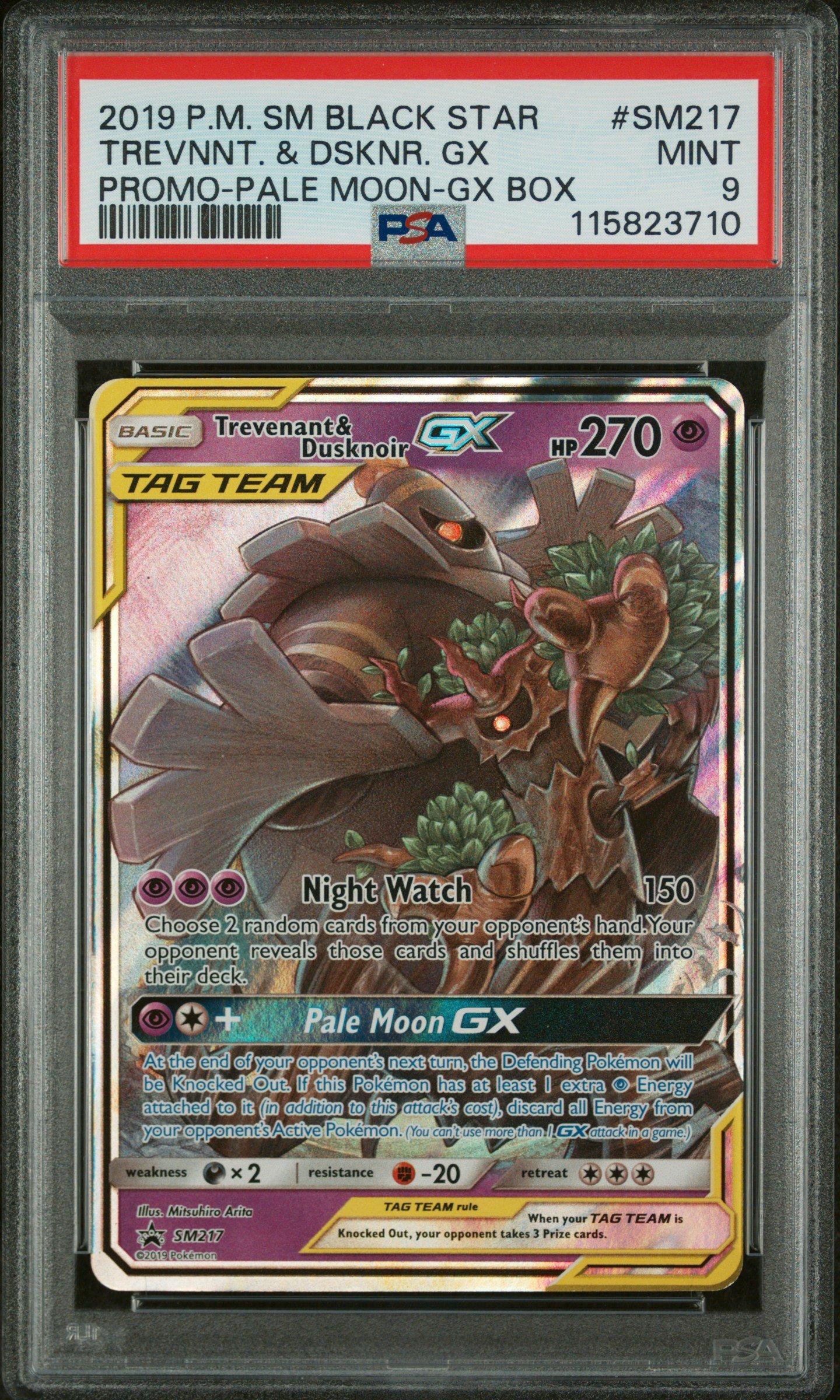 2019 Pokemon Sm Black Star Promo Sm217 Trevenant & Dusknoir Gx Pale Moon-gx Box PSA 9