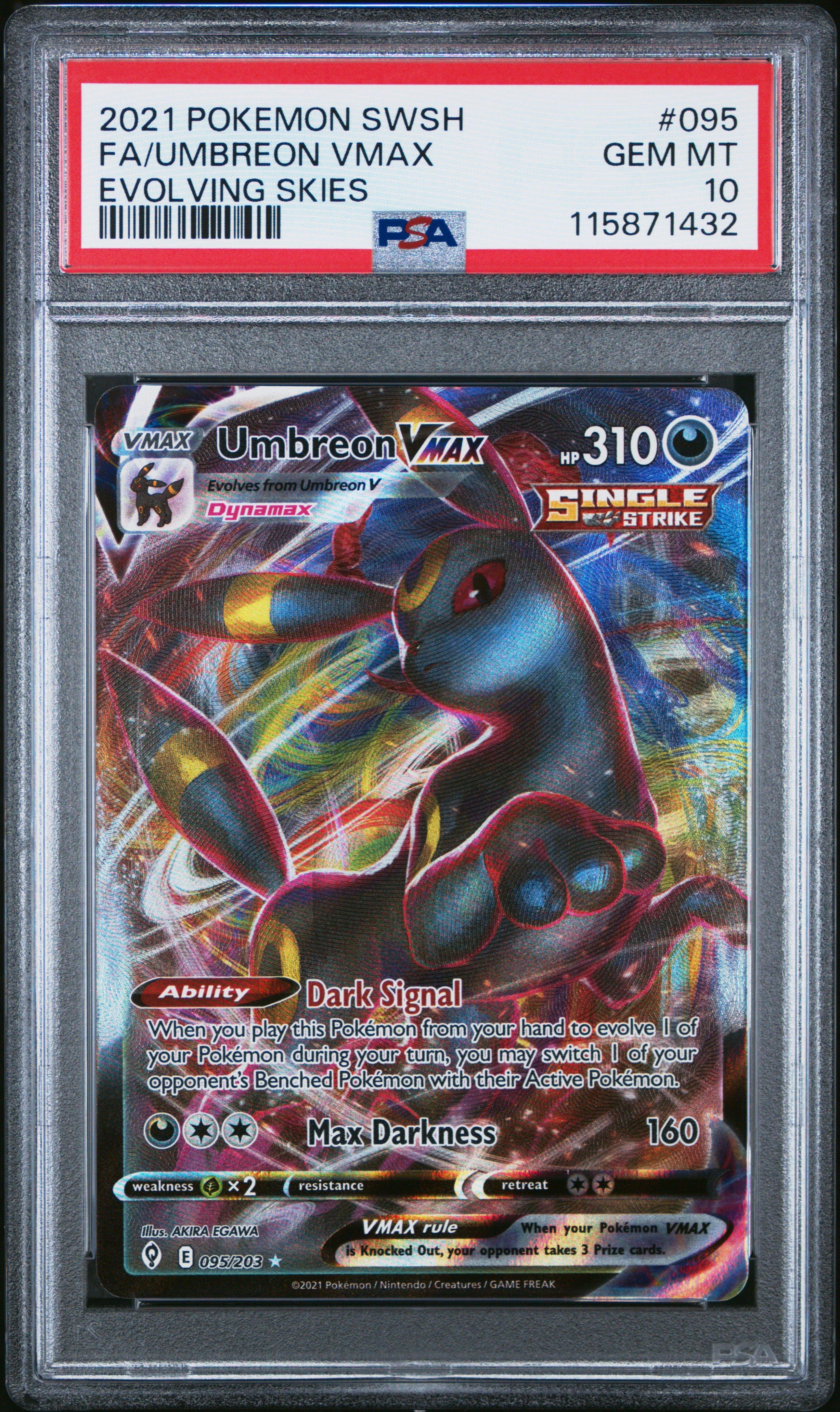 2021 Pokemon Sword & Shield Evolving Skies 095 Full Art/umbreon