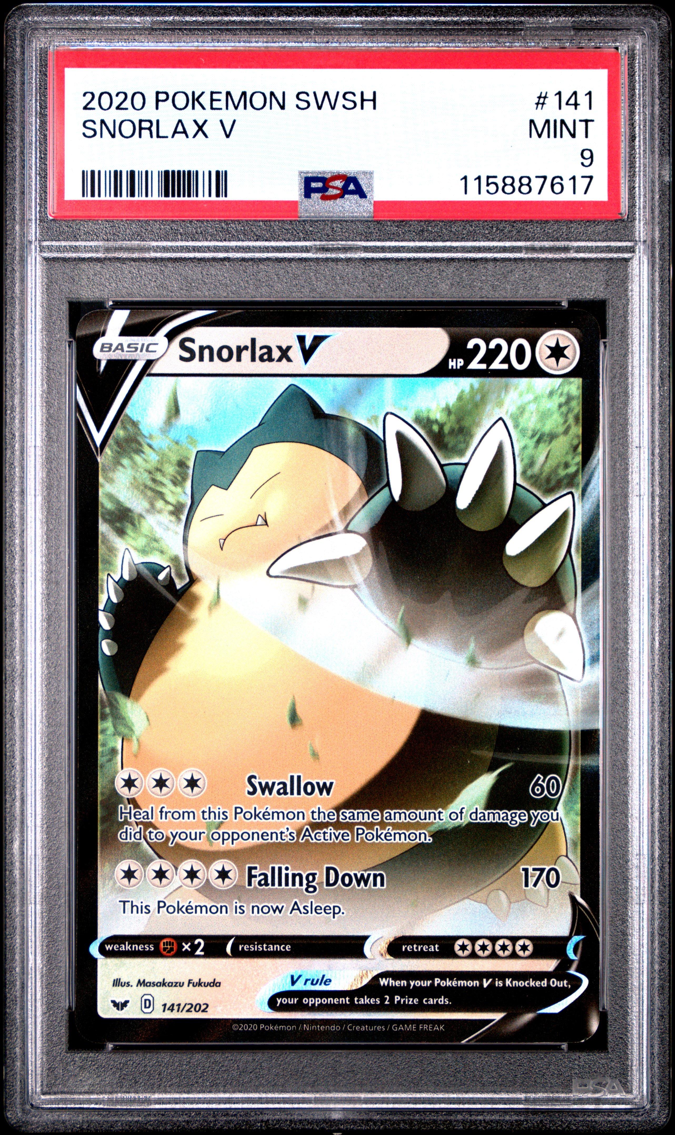 2020 Pokemon Sword & Shield 141 Snorlax V PSA