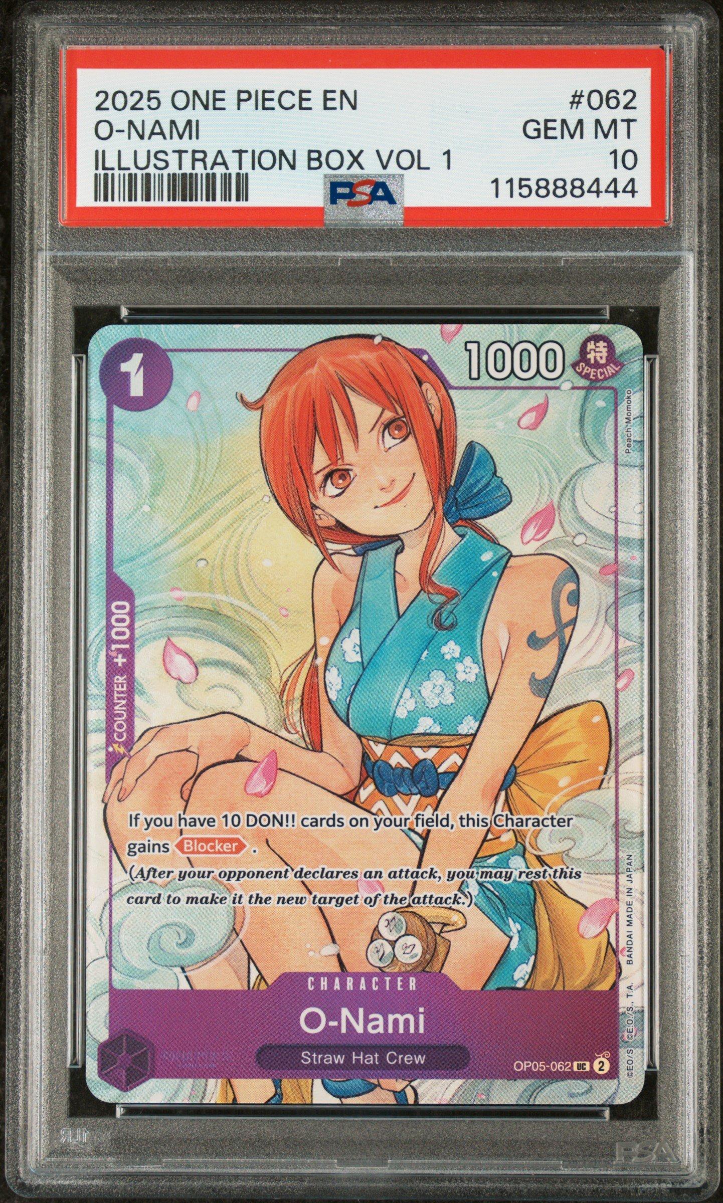 2025 One Piece Promos 062 O-nami Illustration Box Vol 1 PSA 10