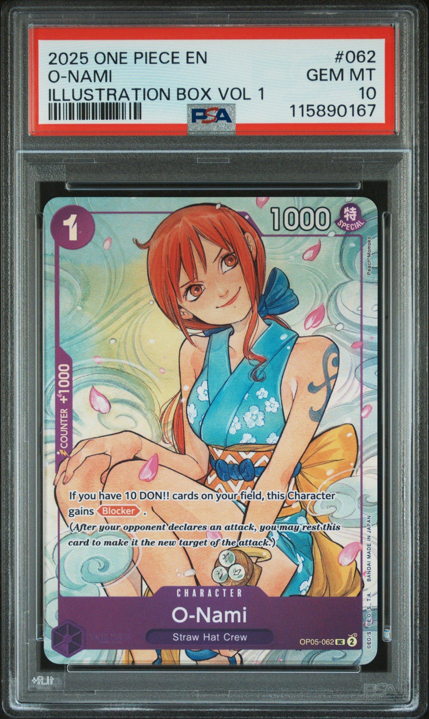 2025 One Piece Promos 062 O-nami Illustration Box Vol.1 PSA 10