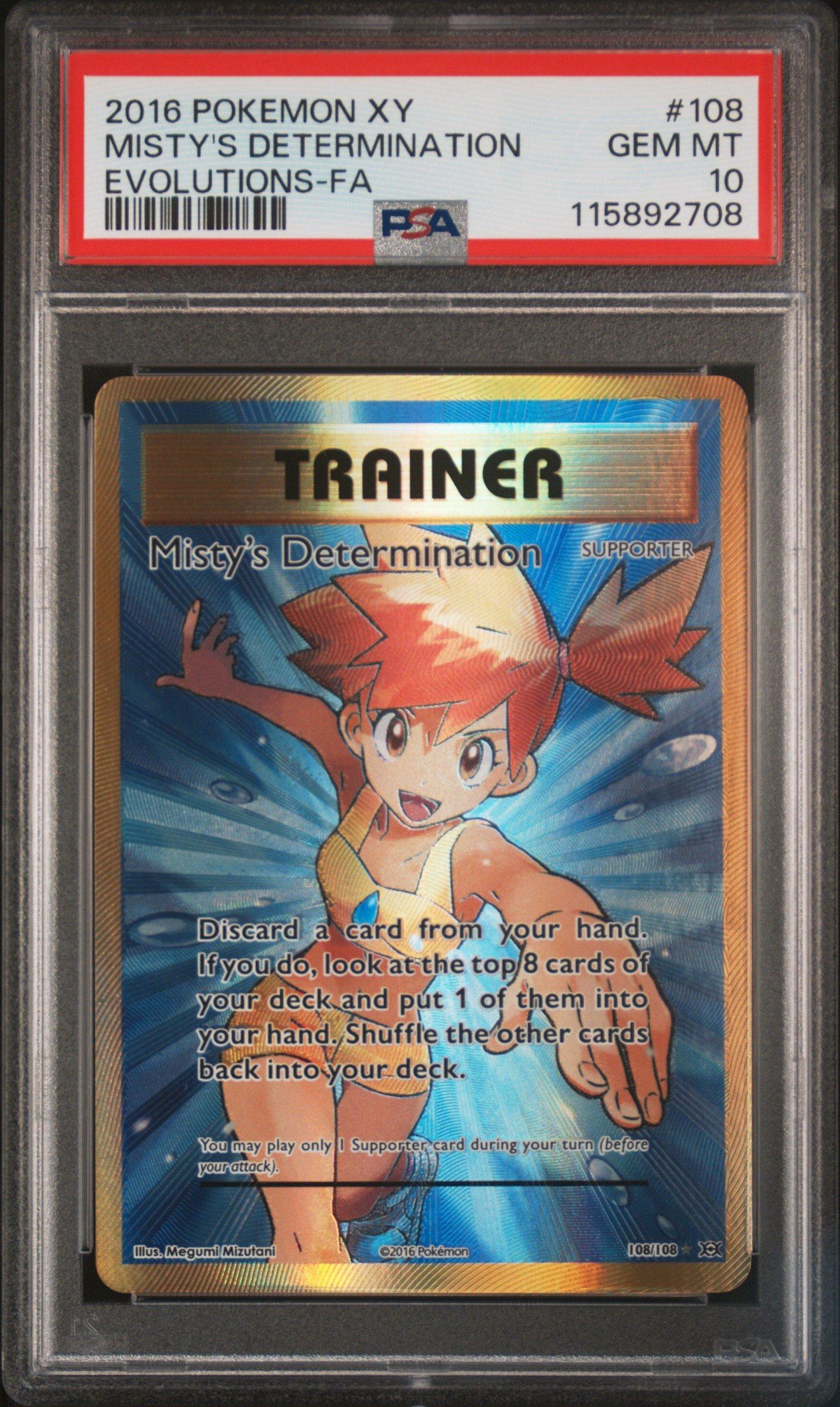 2016 Pokemon Xy Evolutions 108 Full Art/misty's Determination PSA