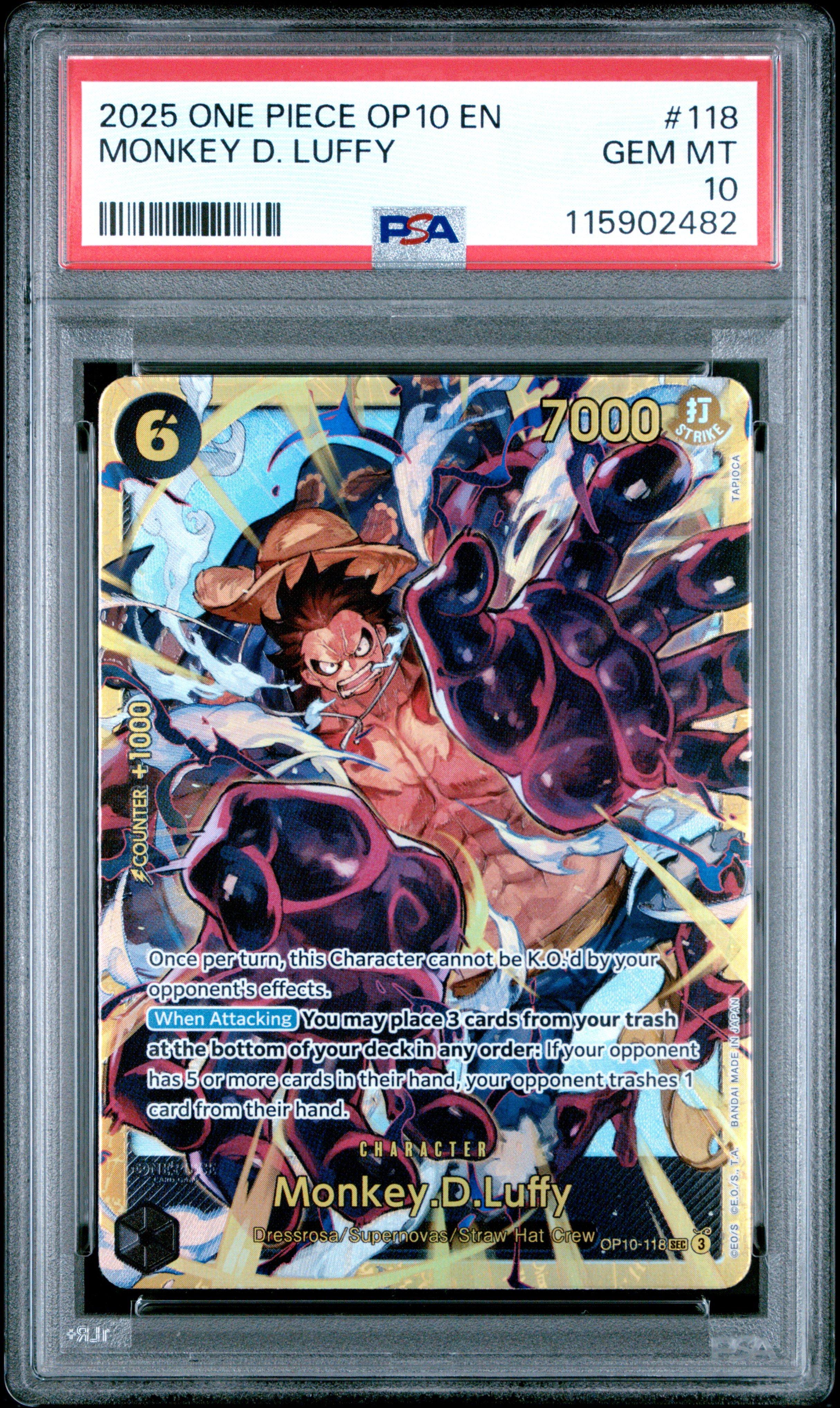 2025 One Piece Op10-royal Blood 118 Monkey D. Luffy PSA 10