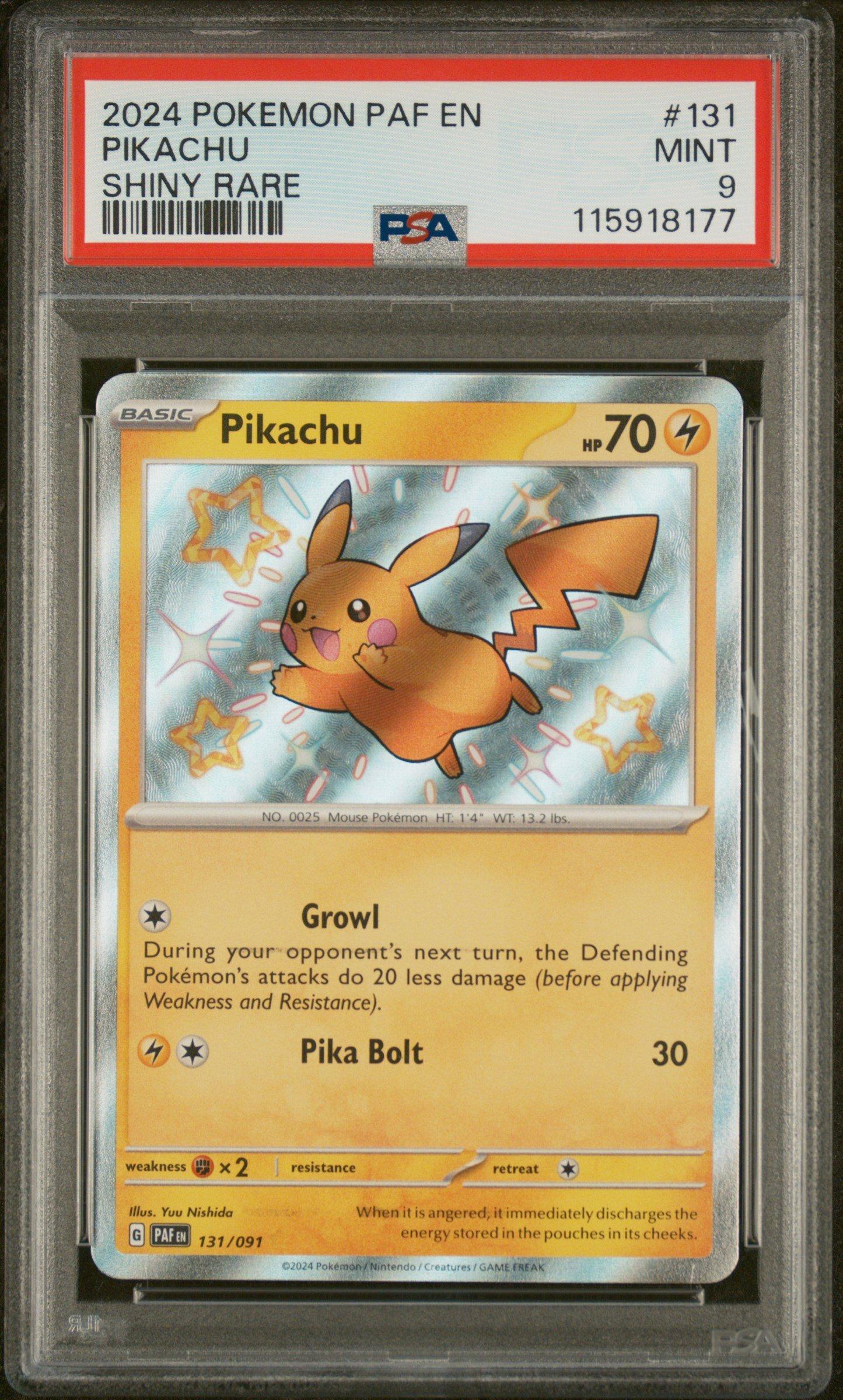 2024 Pokemon Paf En-paldean Fates 131 Pikachu Shiny Rare PSA 9