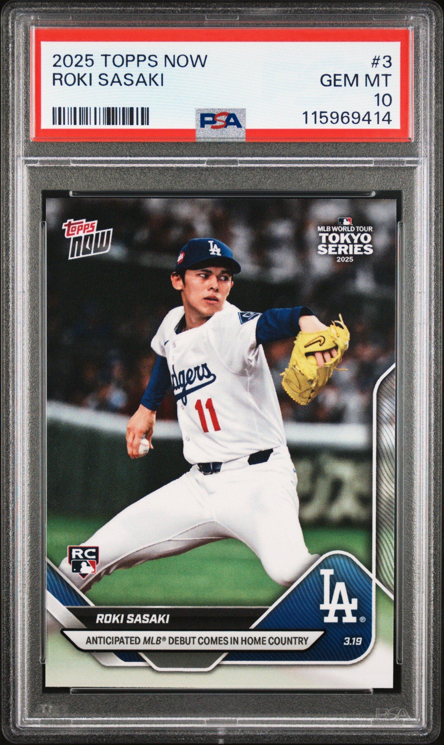2025 Topps Now 3 Roki Sasaki PSA 10 Graded Card | GameStop