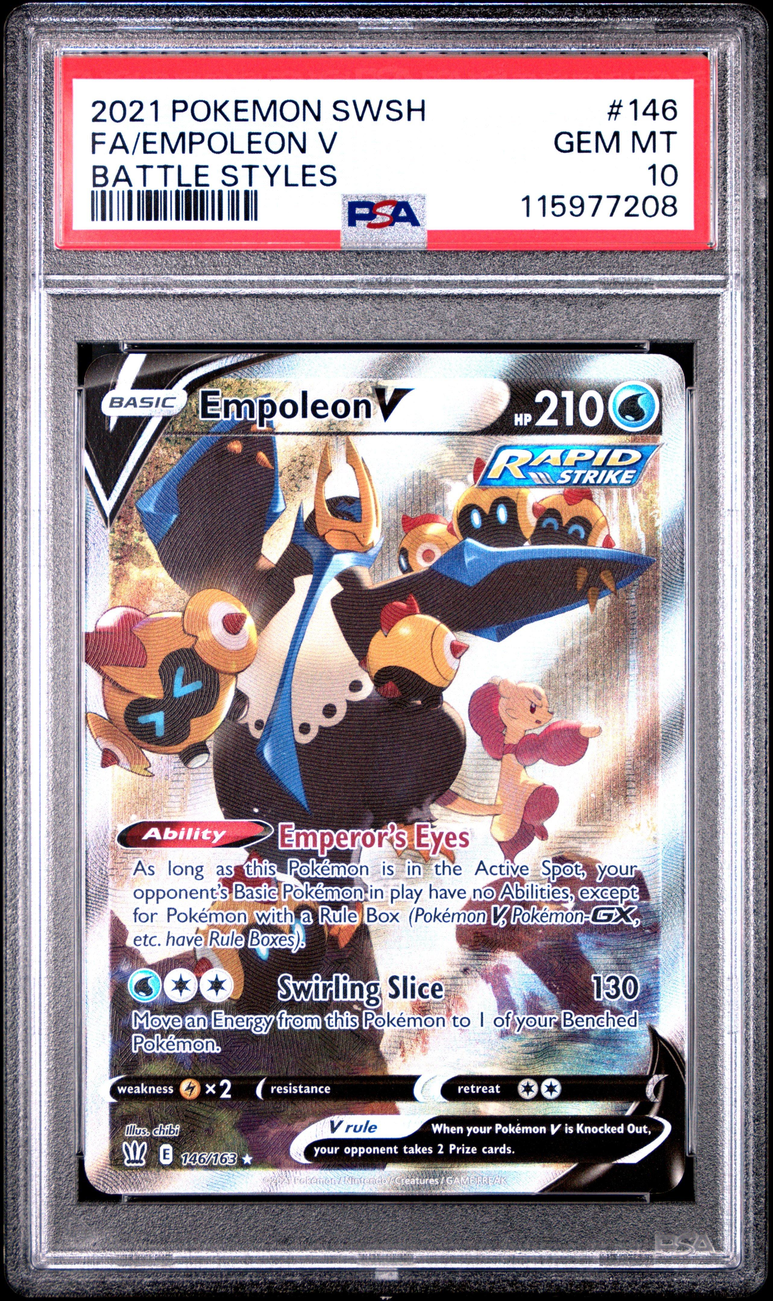 2021 Pokemon Sword & Shield Battle Styles 146 Full Art/empoleon V PSA 10  Graded Card | GameStop