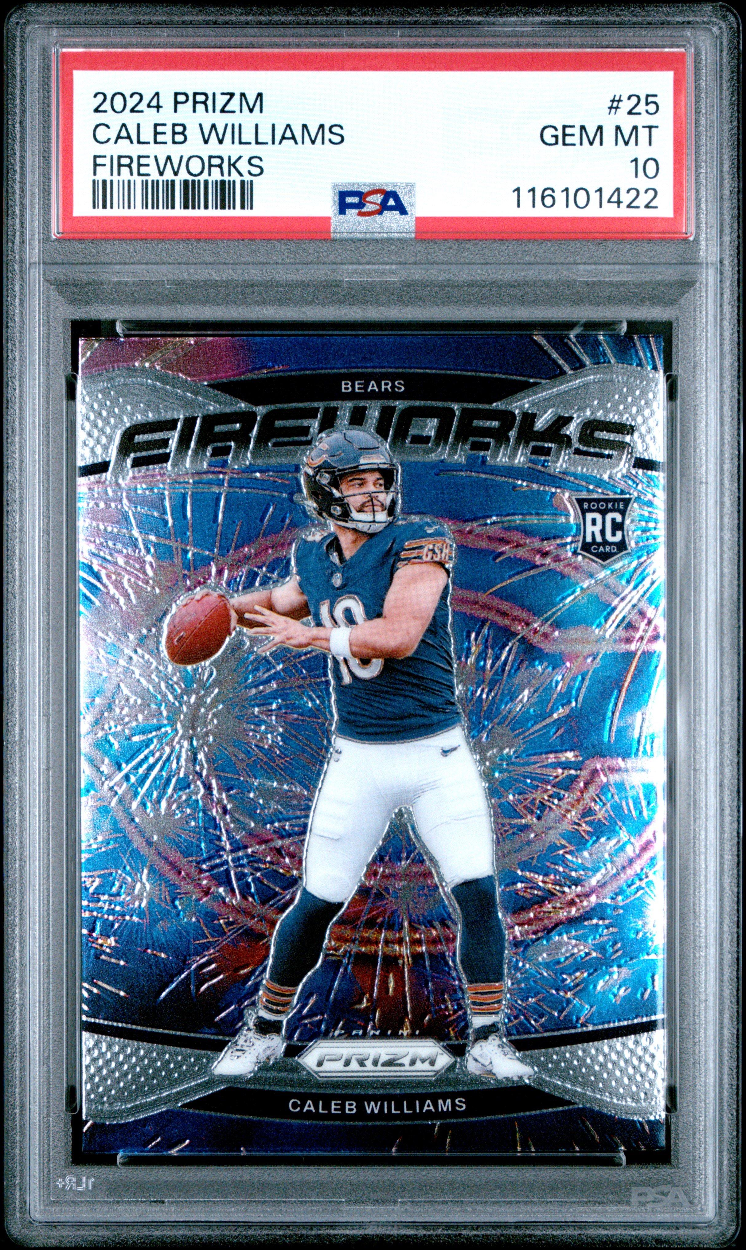 2024 Panini Prizm Fireworks 25 Caleb Williams PSA 10 Graded Card