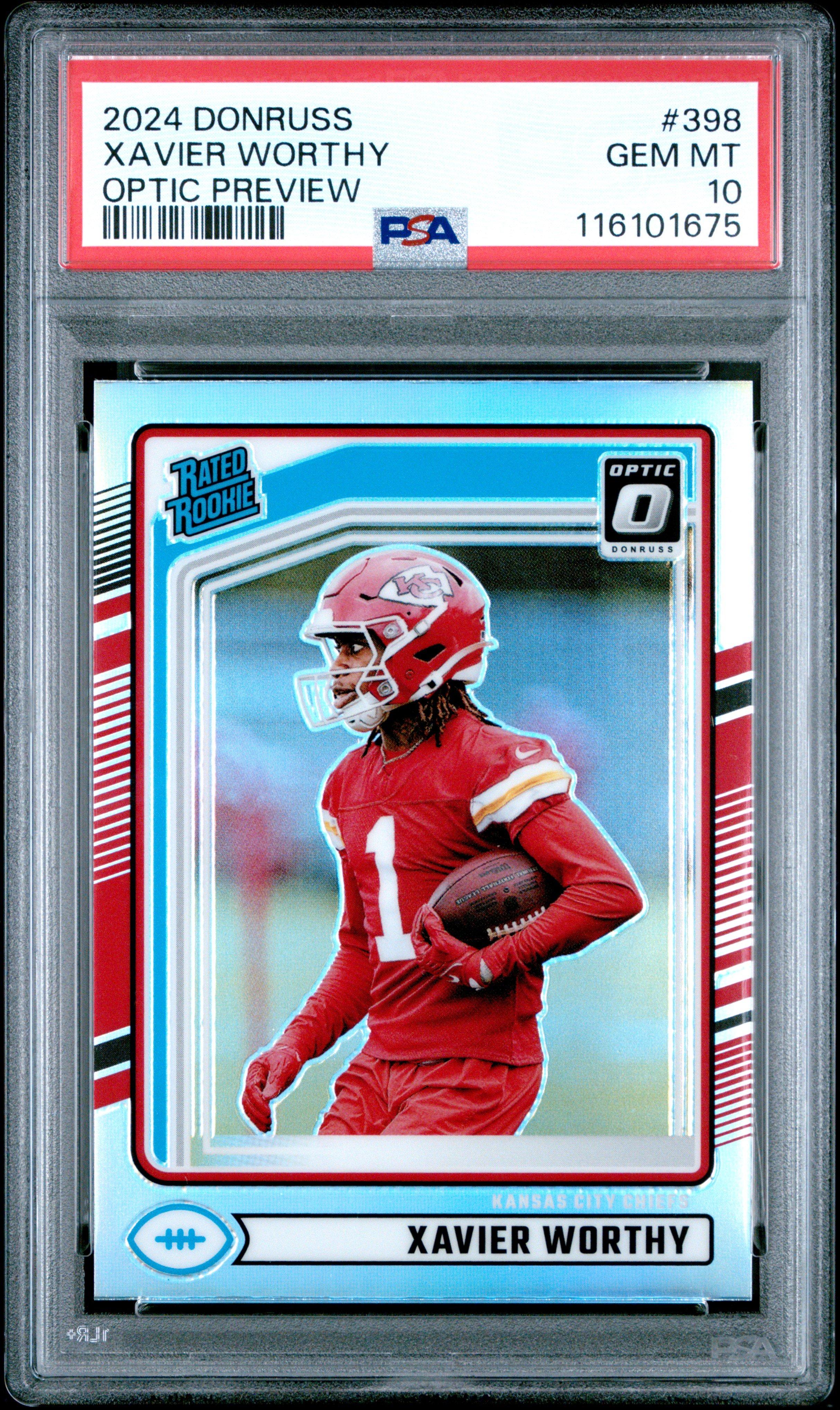 2024 Panini Donruss 398 Xavier Worthy Optic Preview PSA 10