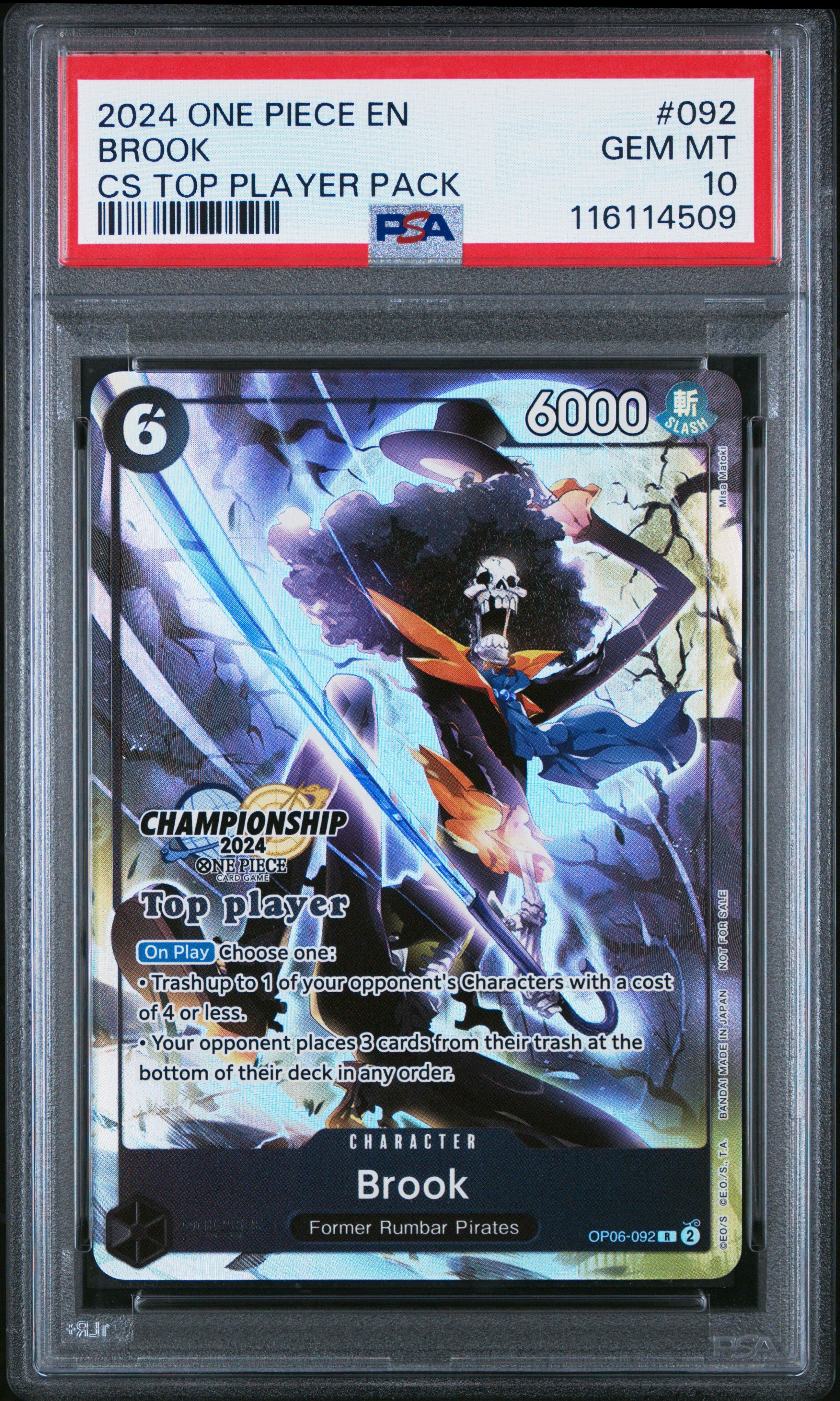 2024 One Piece Championship 2024 Top Player Pack 092 Brook PSA 10