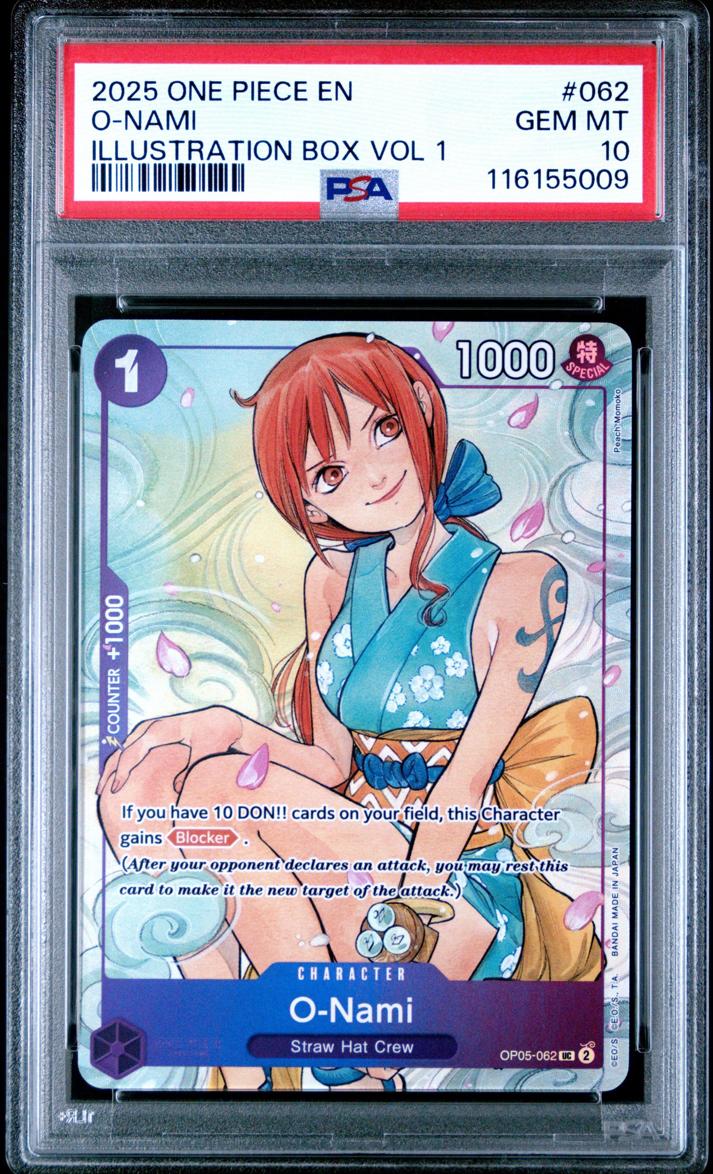 2025 One Piece Promos 062 O-nami Illustration Box Vol.1 PSA 10