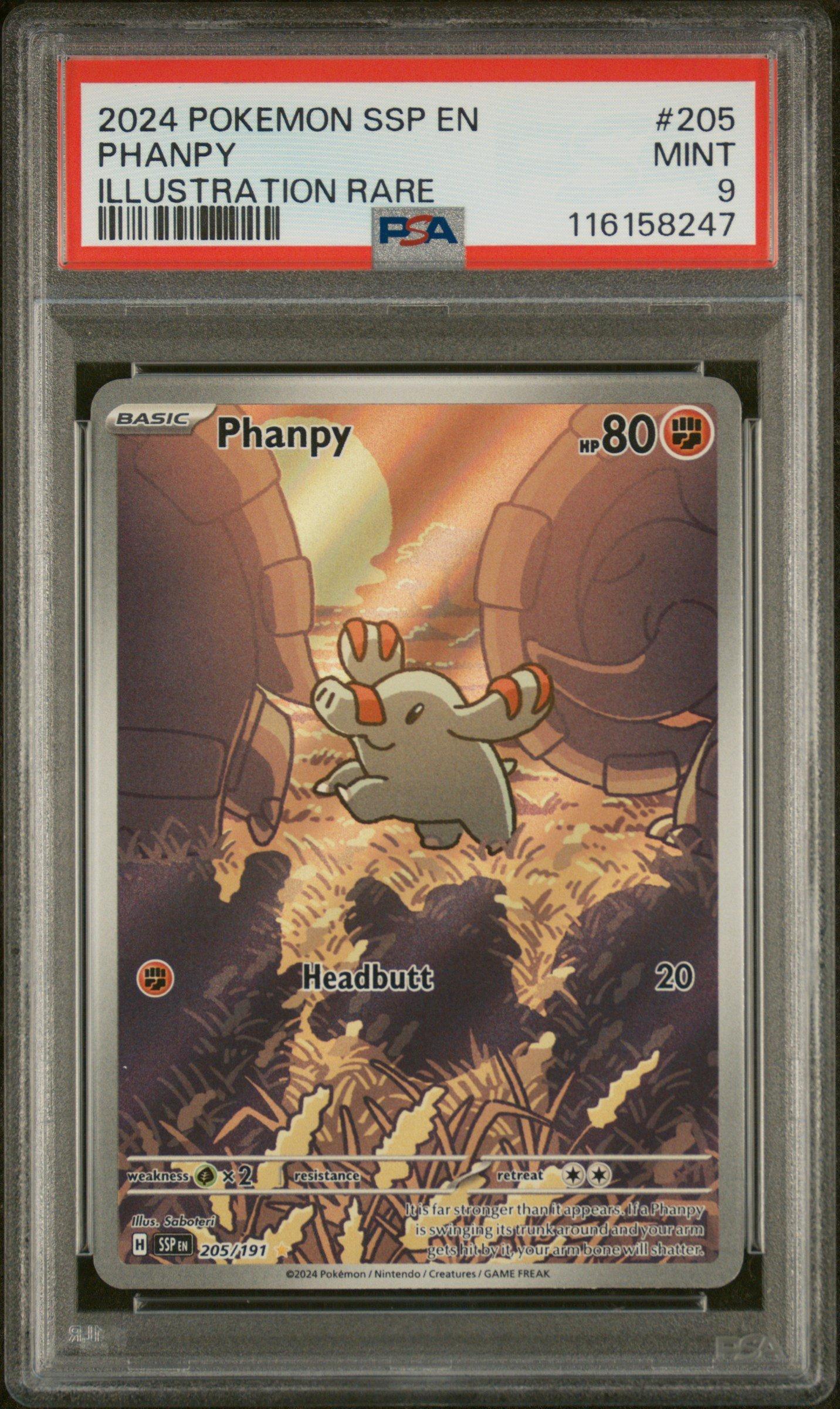 2024 Pokemon Ssp En-surging Sparks 205 Phanpy Illustration Rare PSA 9  Graded Card | GameStop