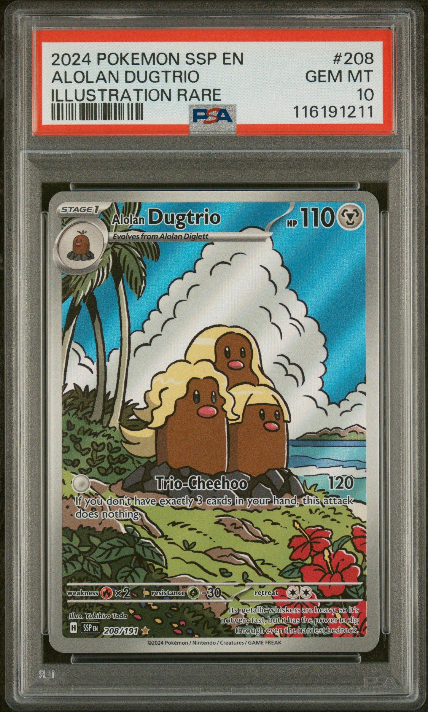 2024 Pokemon Ssp En-surging Sparks 208 Alolan Dugtrio Illustration Rare PSA  10 Graded Card | GameStop