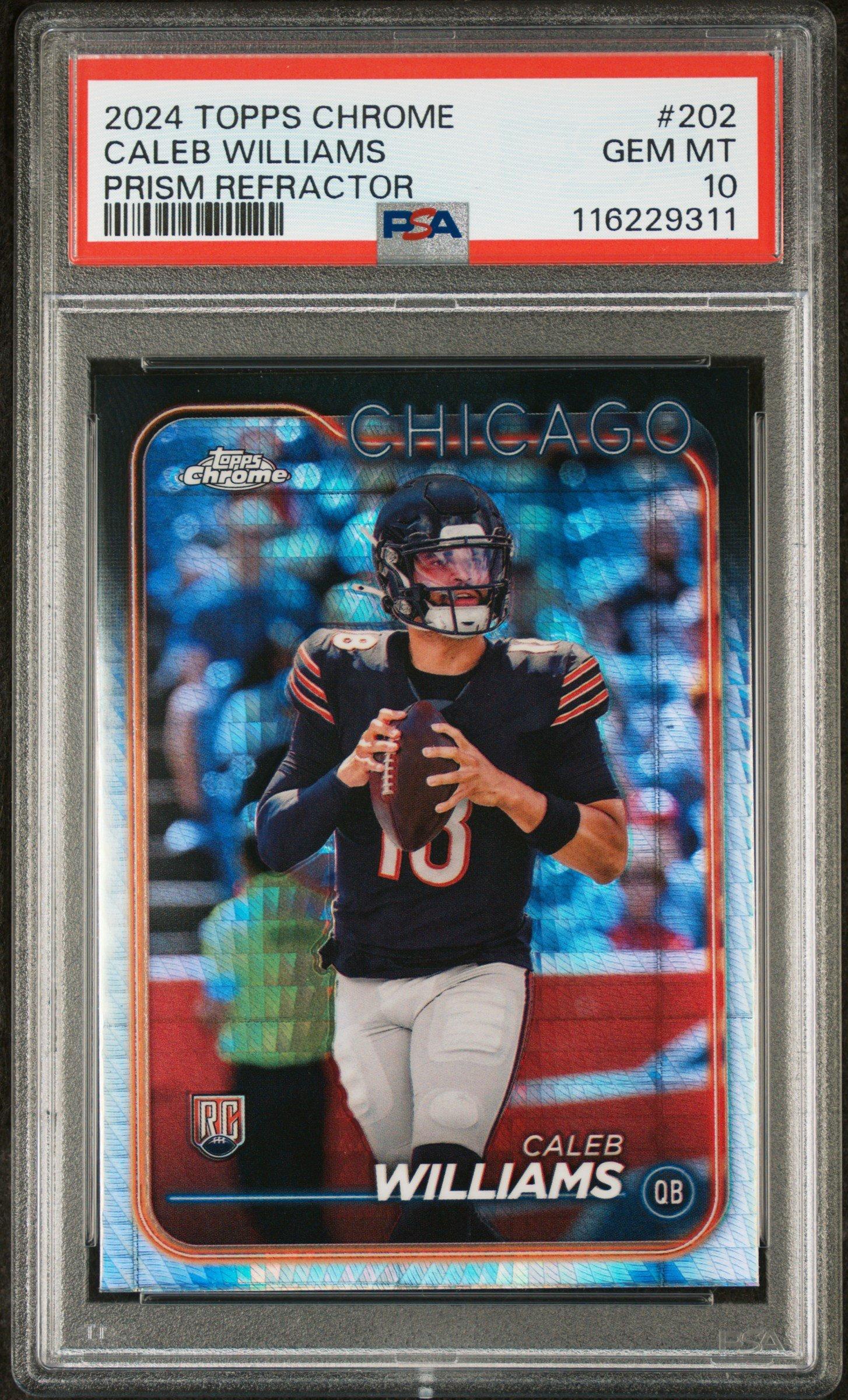 2024 Topps Chrome 202 Caleb Williams Prism Refractor PSA 10