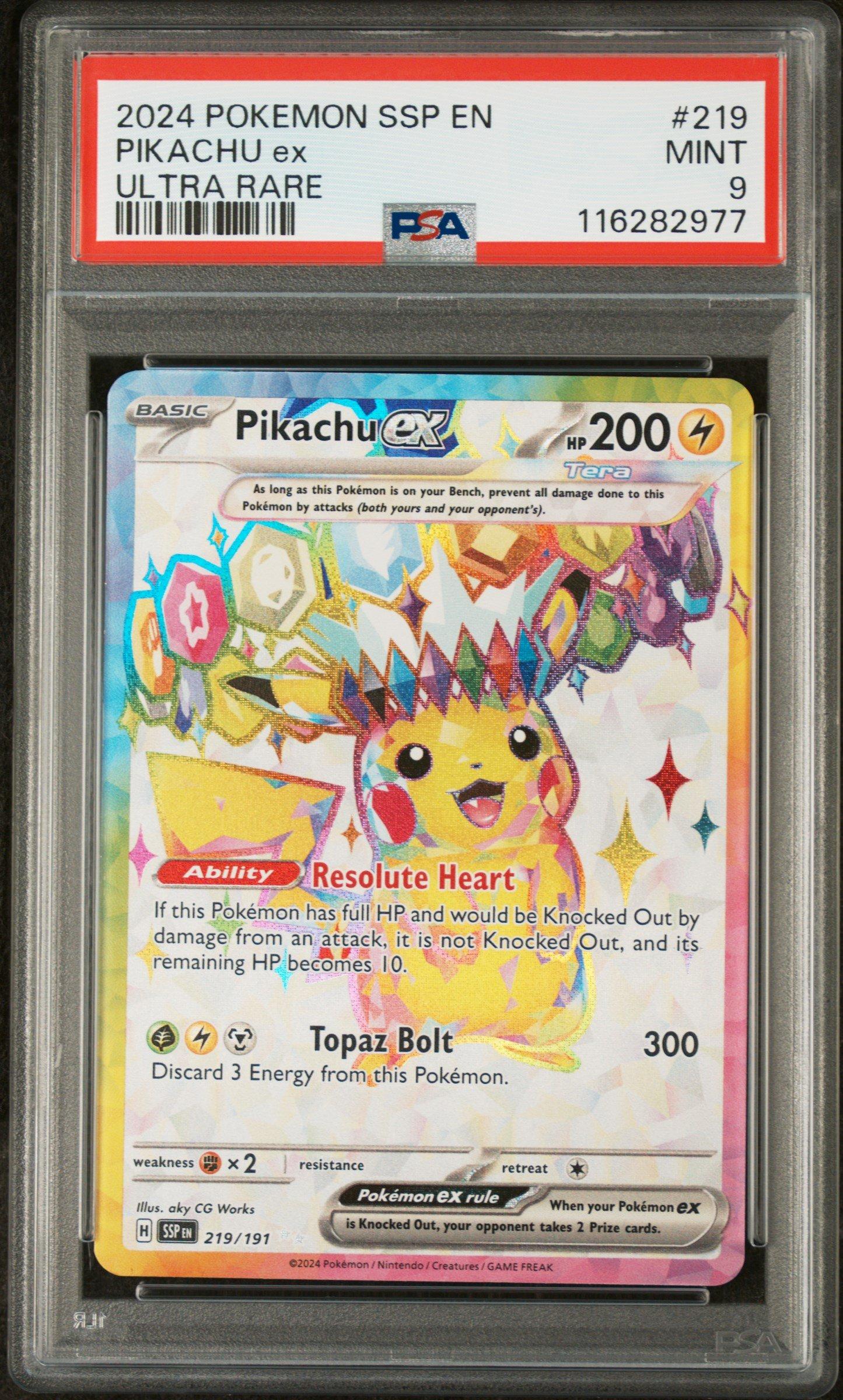 ダークライ プレイヤーズけいけんち10,000EXP - PSA MINT9 2024 Pokemon Ssp En-surging Sparks 219 Pikachu Ex Ultra Rare PSA 9