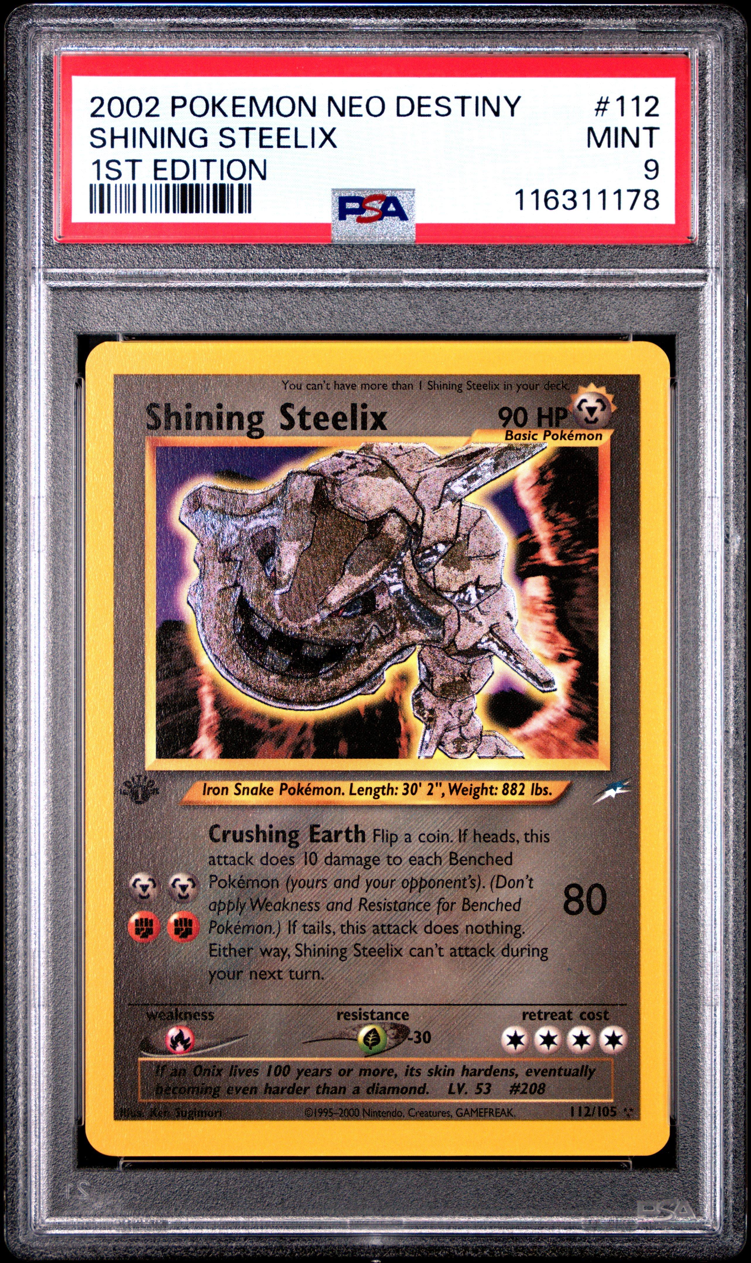 2002 Pokemon Neo Destiny 112 Shining Steelix 1st Edition PSA