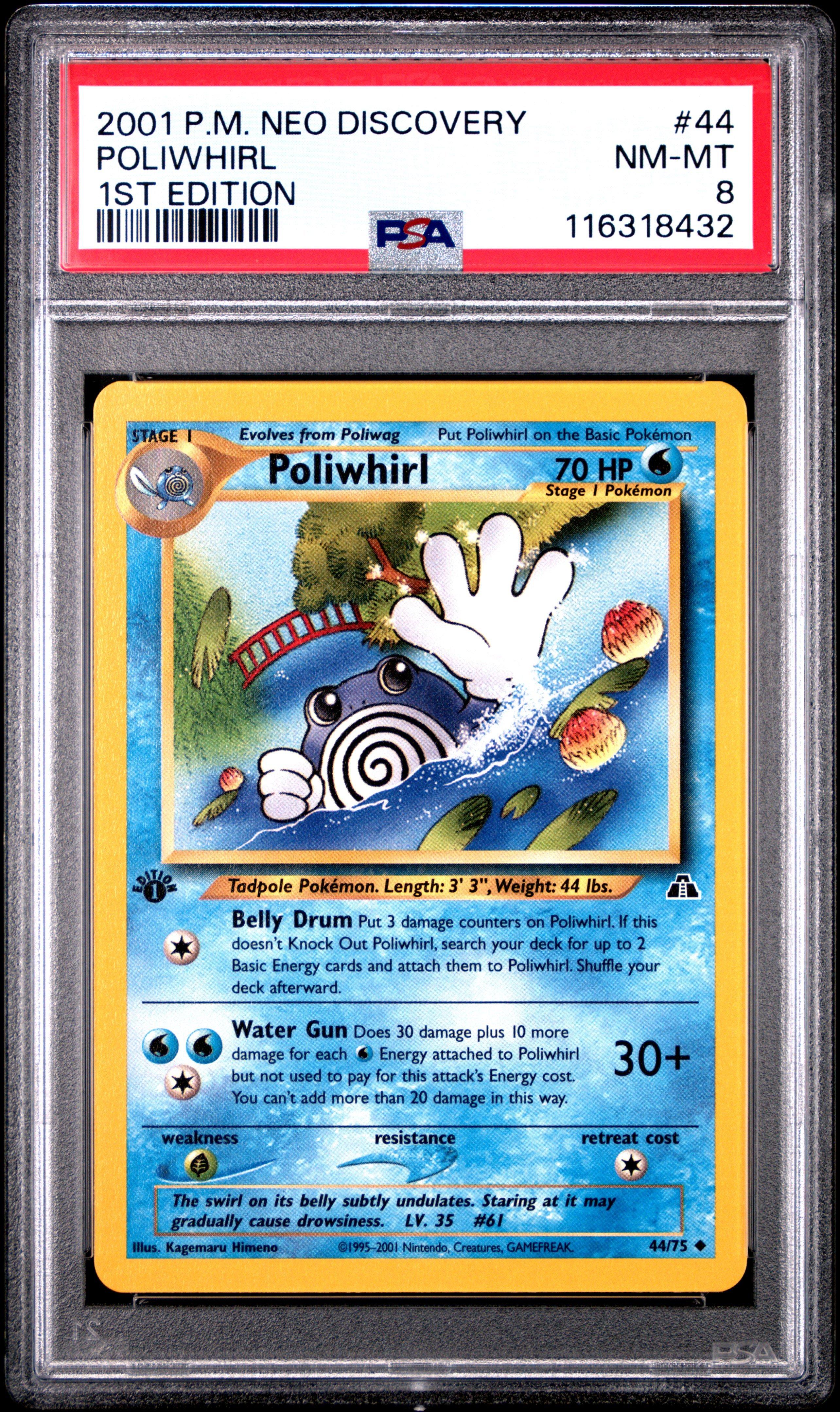 2001 Pokemon Neo Discovery 44 Poliwhirl 1st Edition PSA