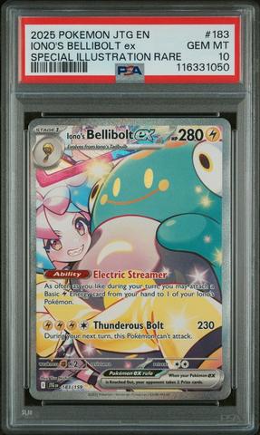 イーノス・ベルボルトex PSA 10 スペシャルアートレア　ナンジャモ 2025 Pokemon Jtg En-journey Together 172 Iono's Bellibolt Ex