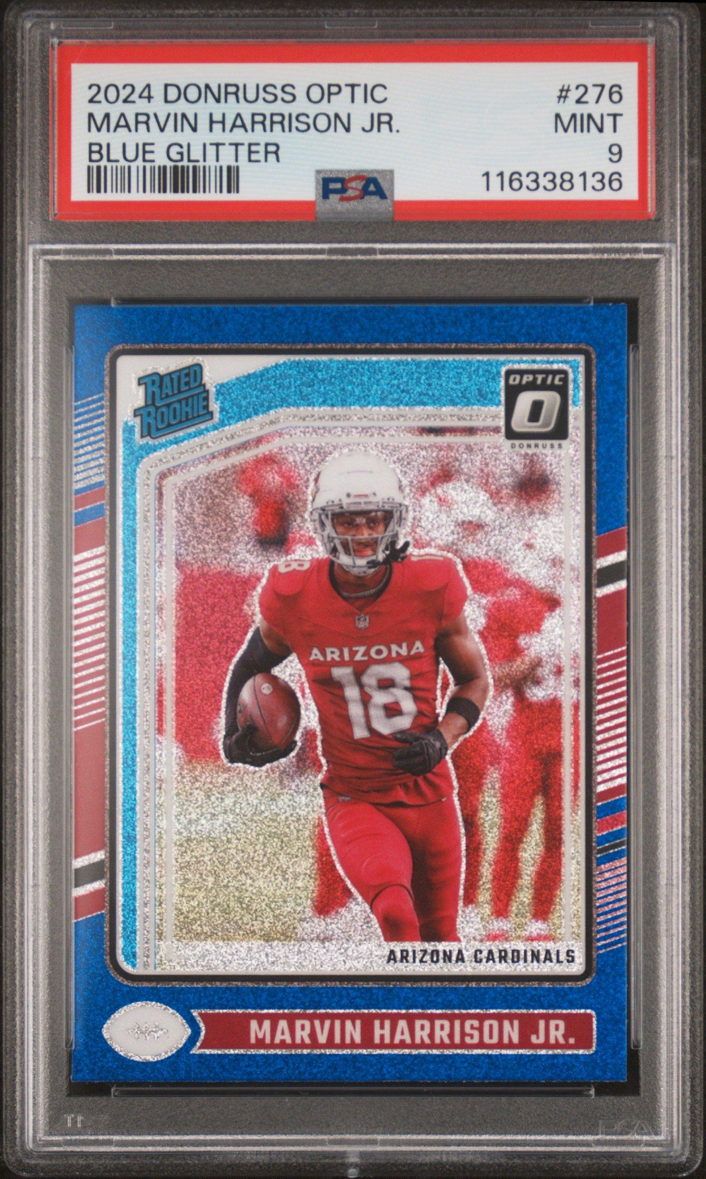 2024 Panini Donruss Optic 276 Marvin Harrison Jr. Blue Glitter PSA 9