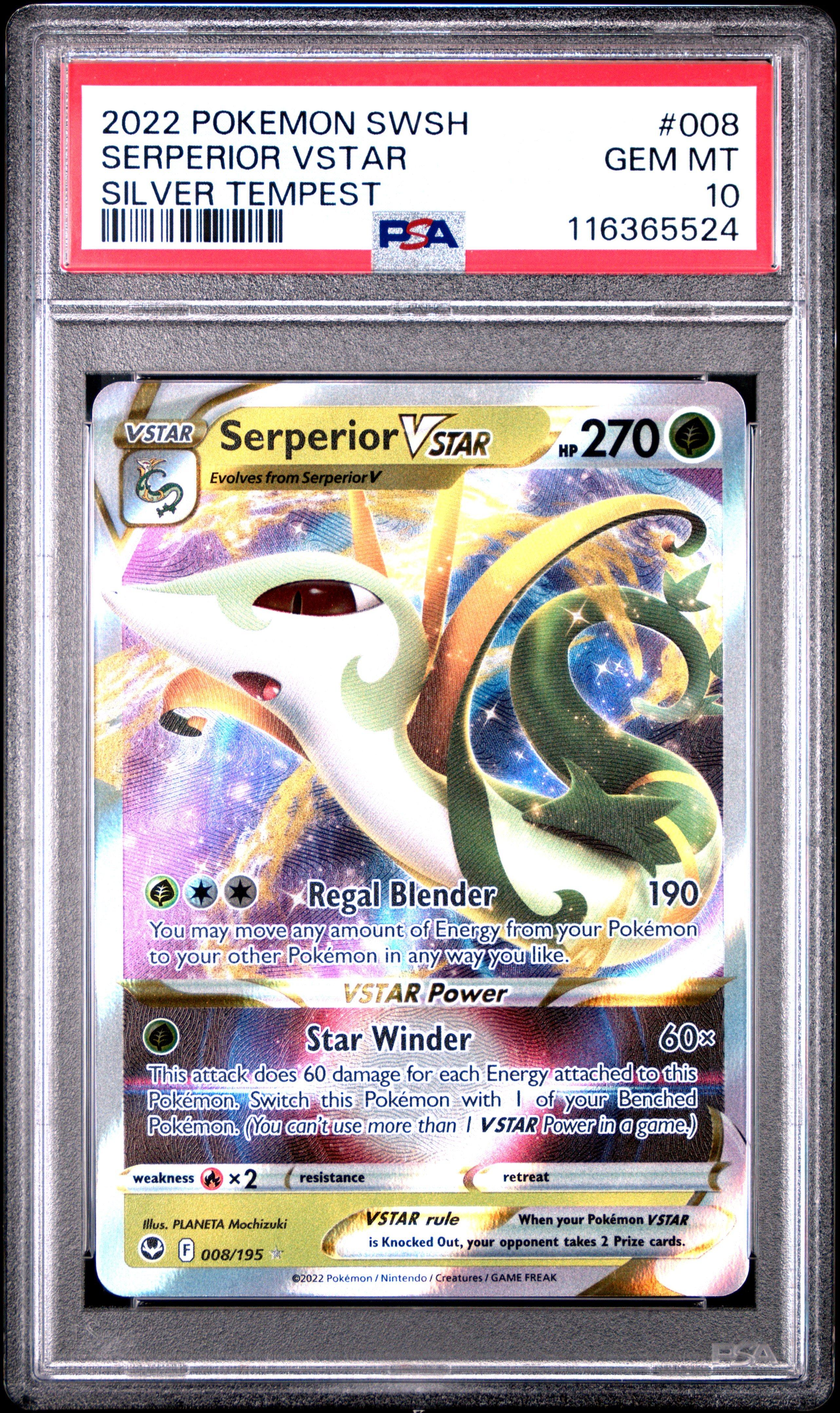 2022 Pokemon Sword & Shield Silver Tempest 008 Serperior Vstar PSA 10