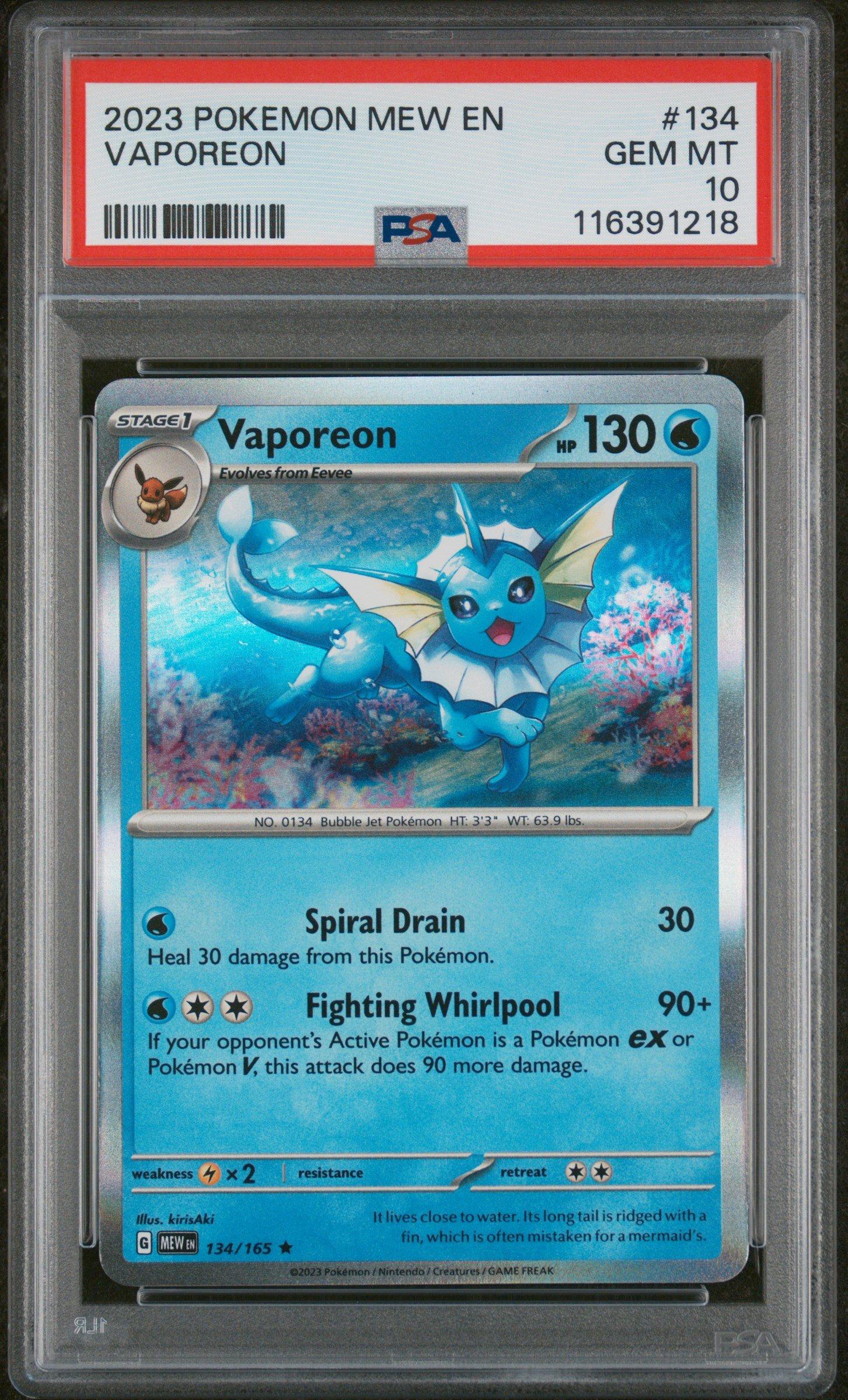 2023 ポケモンカード Vaporeon PSA 10 2023 Pokemon Mew En-151 134 Vaporeon PSA 10 Graded Card | GameStop