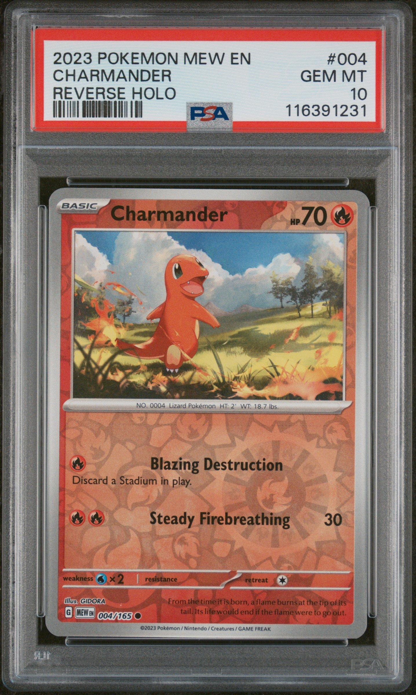 2023 Pokemon Mew En-151 004 Charmander Reverse Holo PSA 10