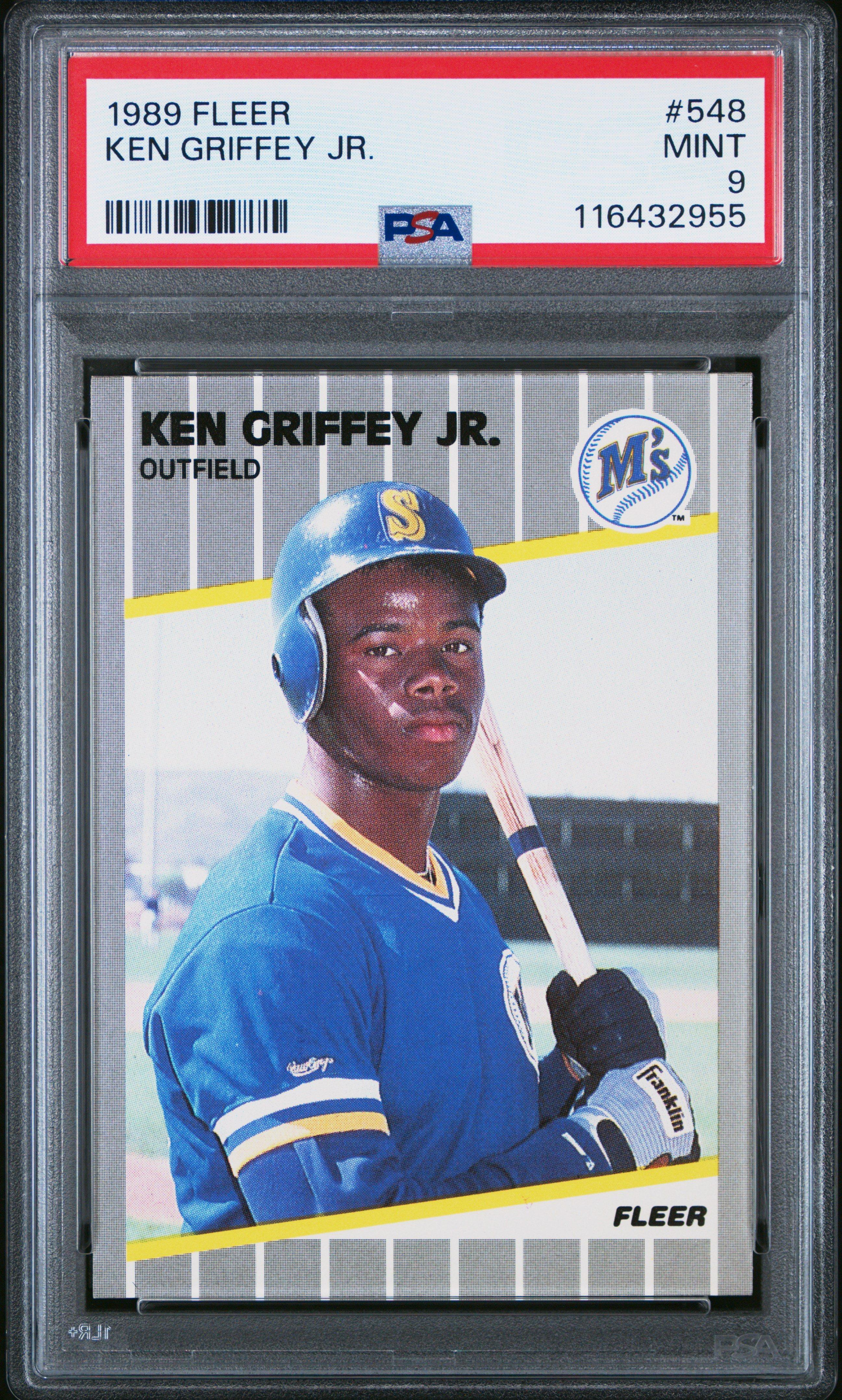 ken griffey jr graded rookie card Jr. Autographed 1989 Donruss #192 Seattle Mariners BGS 9 Auto Grade Gem Mint 10 Beckett BAS #14727814 Slabbed Baseball Card Backed by the PSA/DNA 100% Authenticity Guarantee Slabbed and Authenticated by PSA/DNA Featured is a Ken Griffey Jr 1989 Fleer 548 Ken Griffey