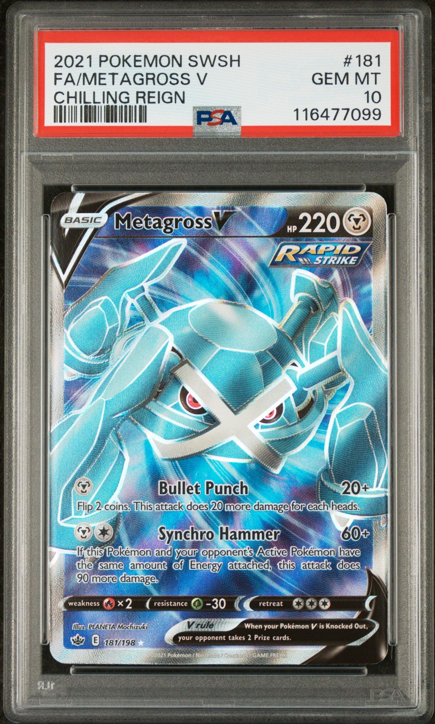 2021 Pokemon Sword & Shield Chilling Reign 181 Full Art/metagross V PSA 10