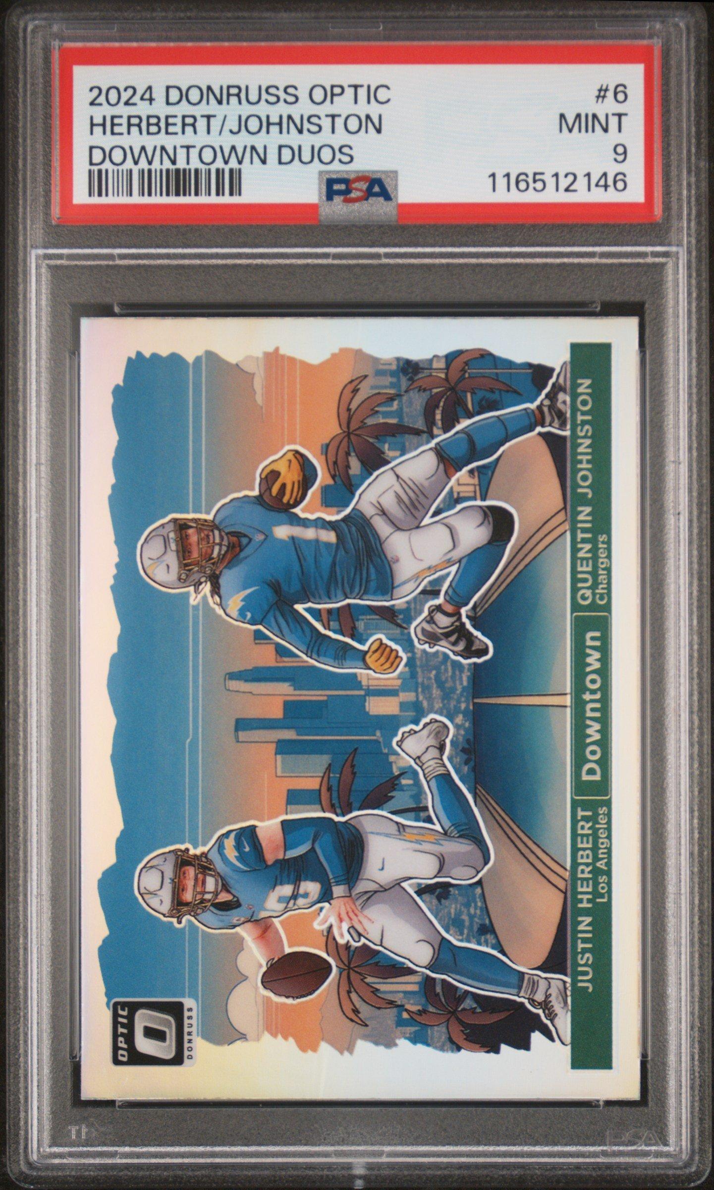 2024 Panini Donruss Optic Downtown Duos 6 Justin Herbert/quentin Johnston PSA 9