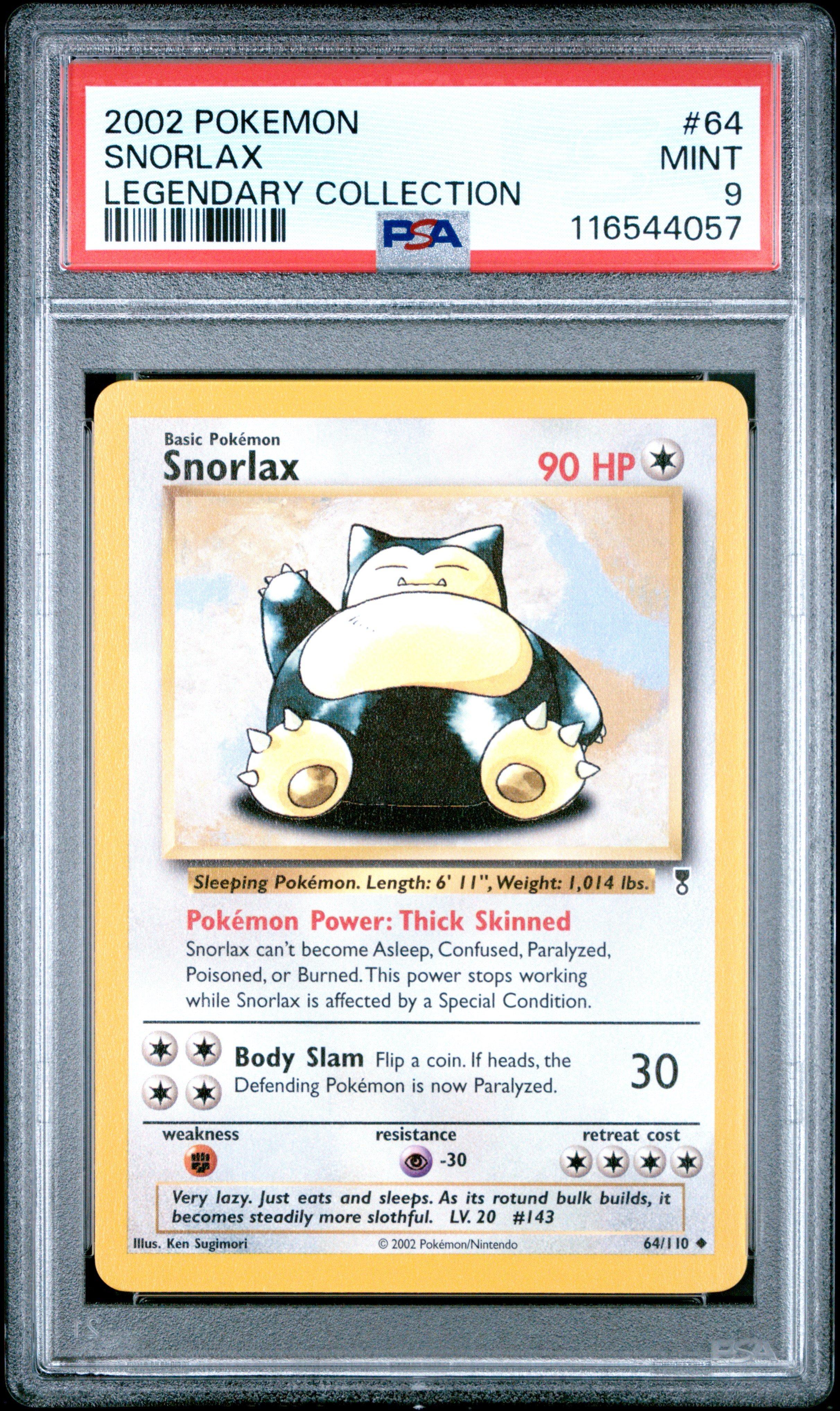 2002 Pokemon Legendary Collection 64 Snorlax PSA 9 Graded Card