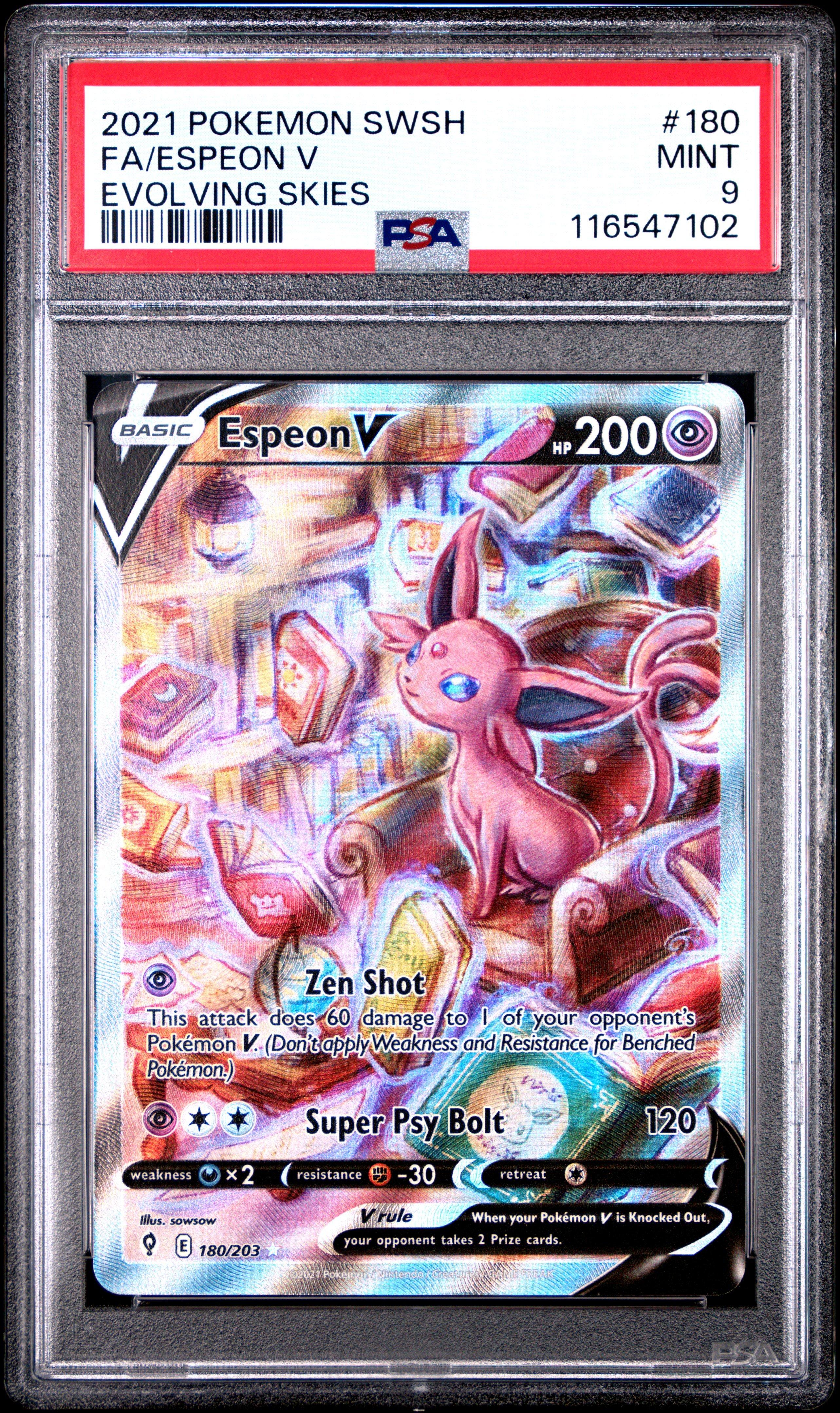 2021 Pokemon Sword & Shield Evolving Skies 180 Full Art/espeon V PSA 9  Graded Card | GameStop