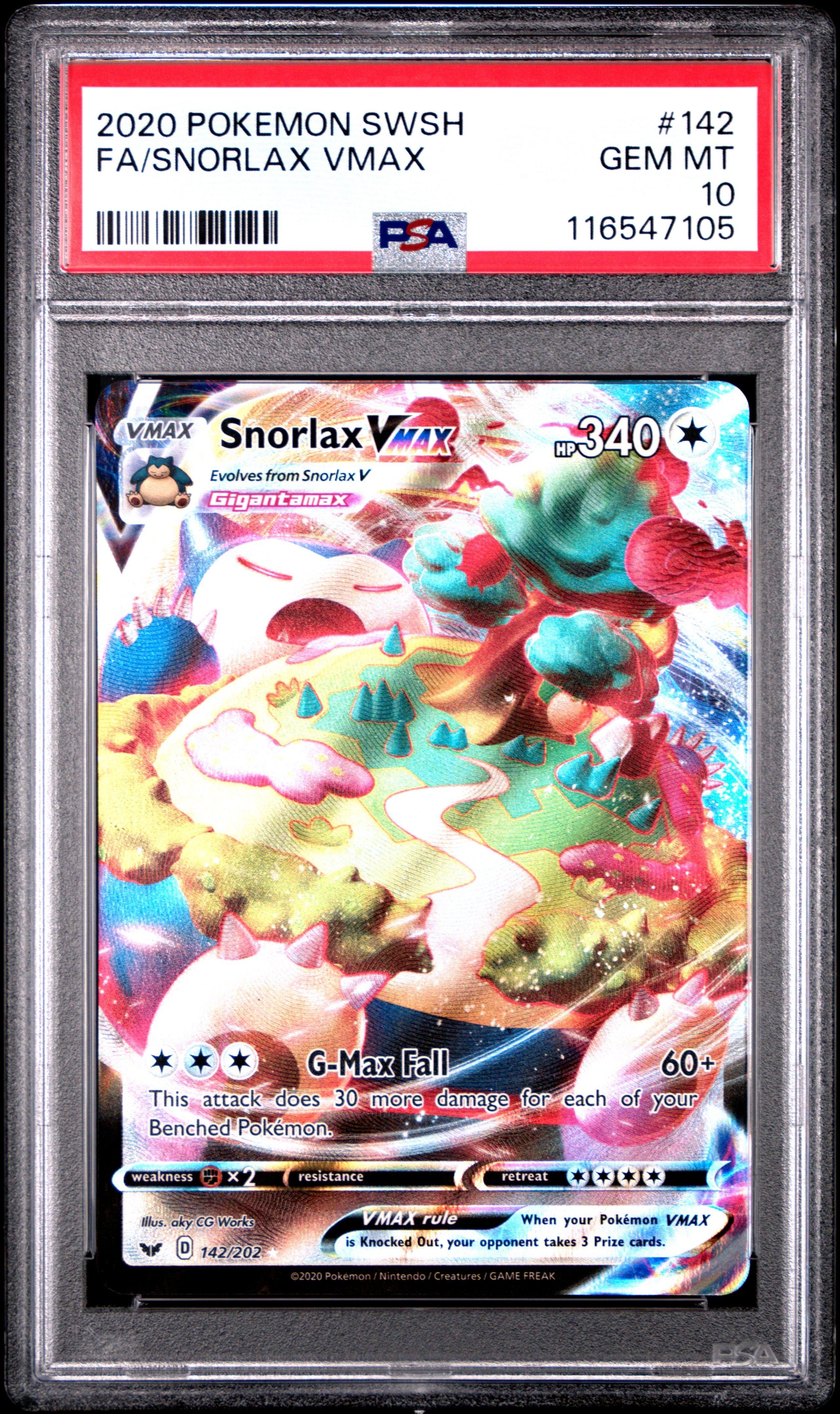 2020 Pokemon Sword & Shield 142 Full Art/snorlax Vmax PSA 10