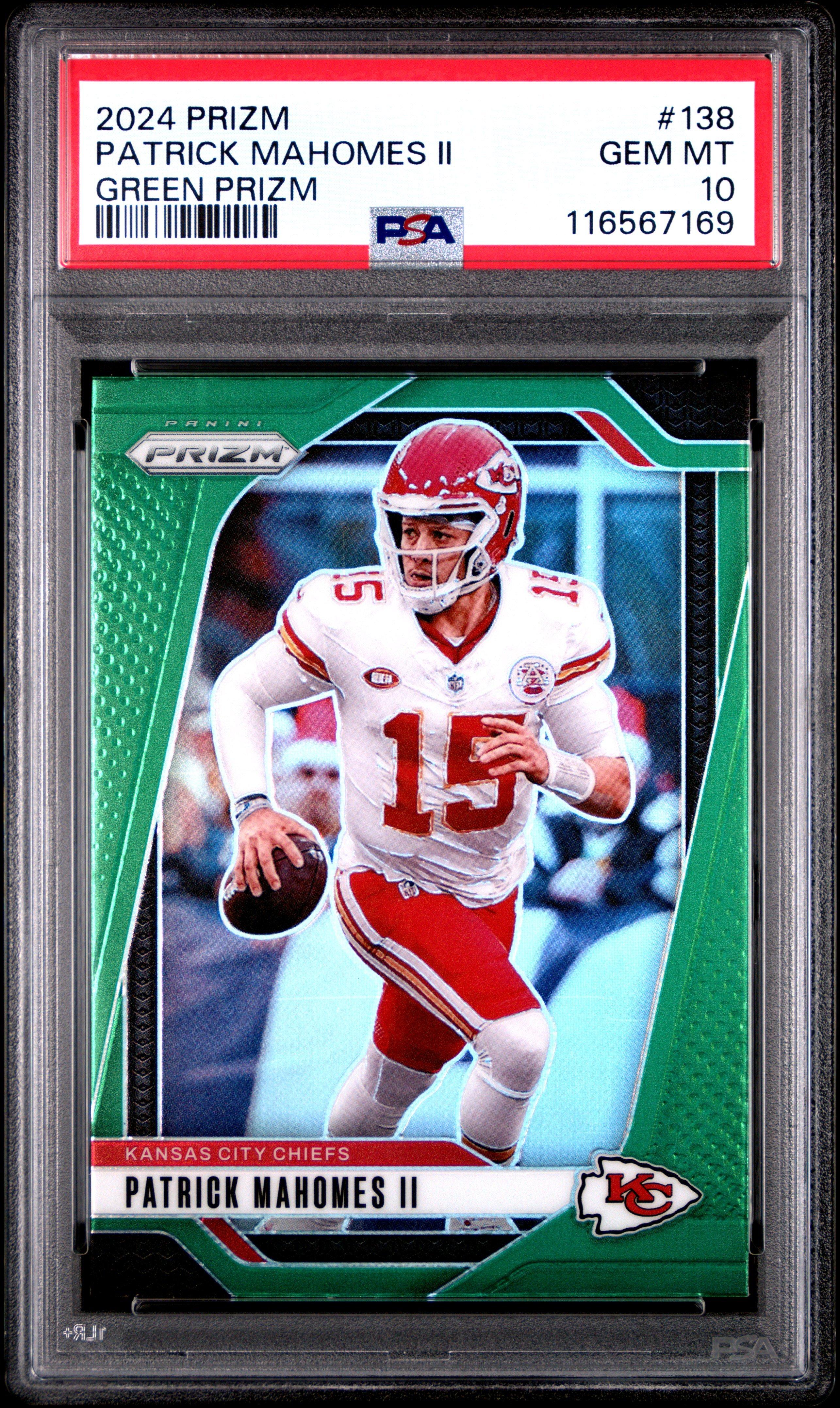 2024 Panini Prizm 138 Patrick Mahomes Ii Green Prizm PSA 10 Graded