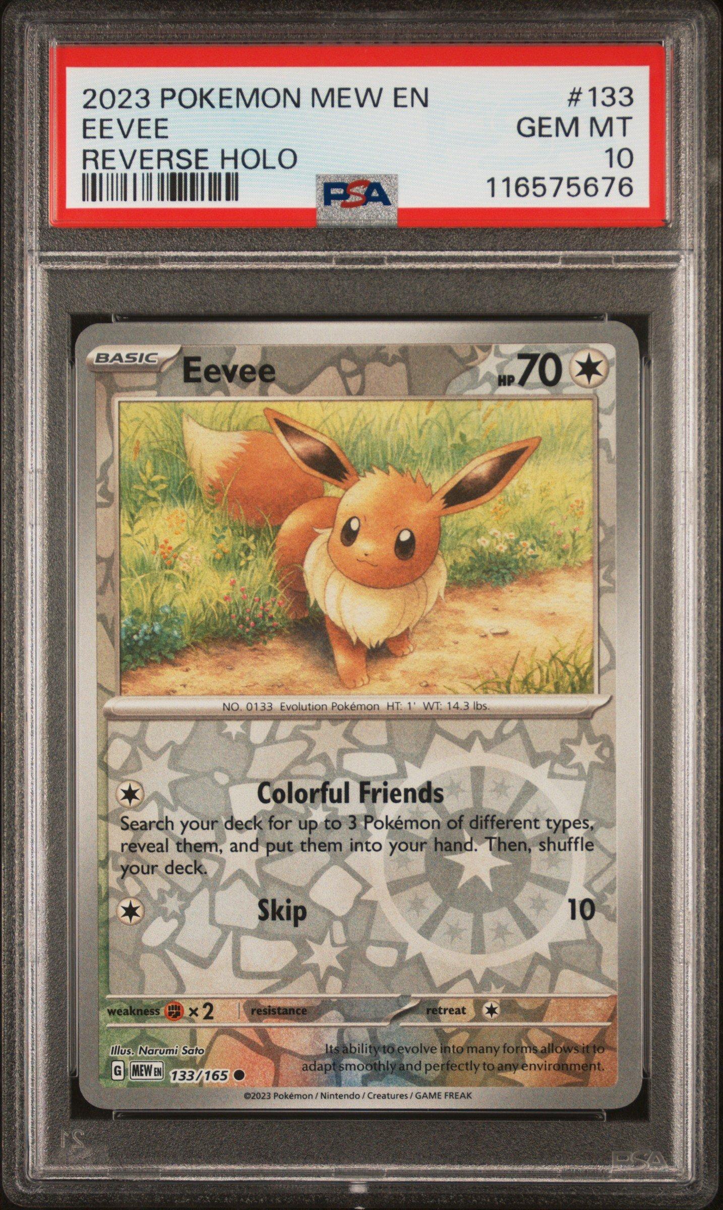 2023 Pokemon Mew En-151 133 Eevee Reverse Holo PSA 10 Graded Card